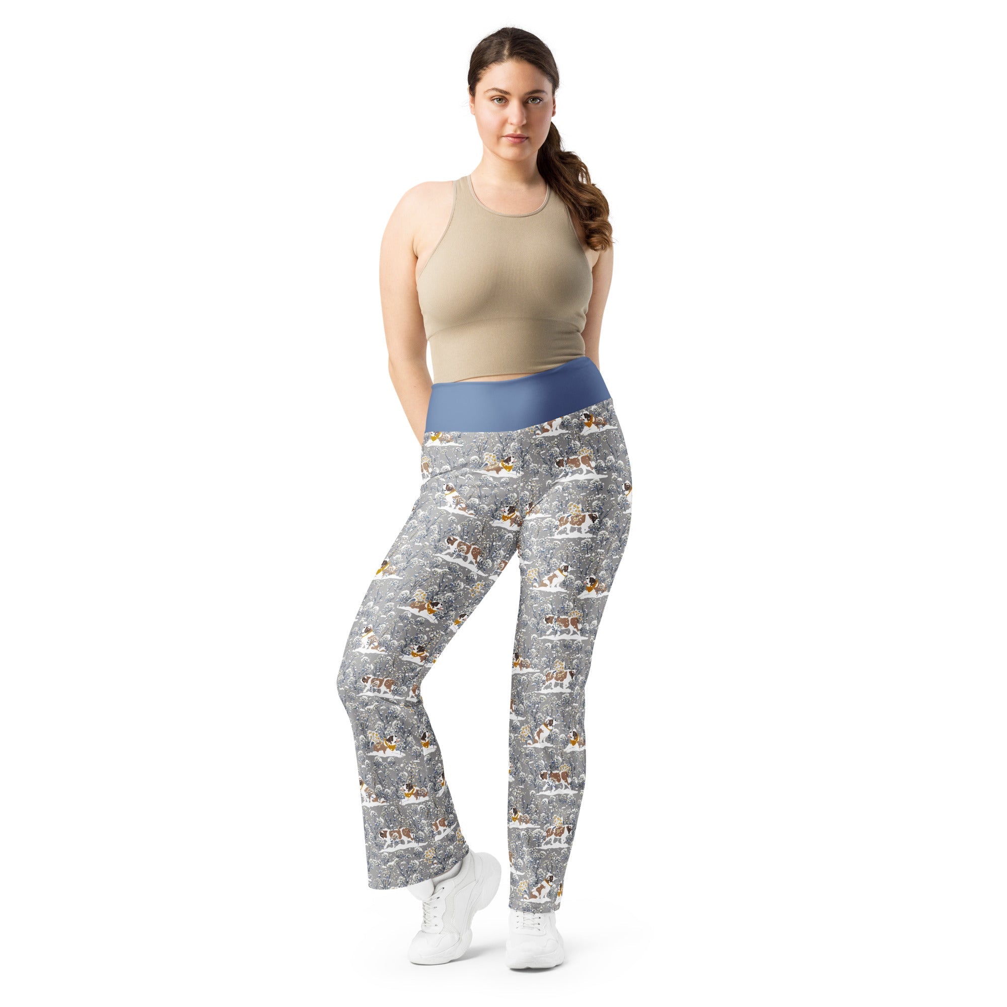 Saint Bernard Snowflowers Flare Leggings - Lucy + Norman