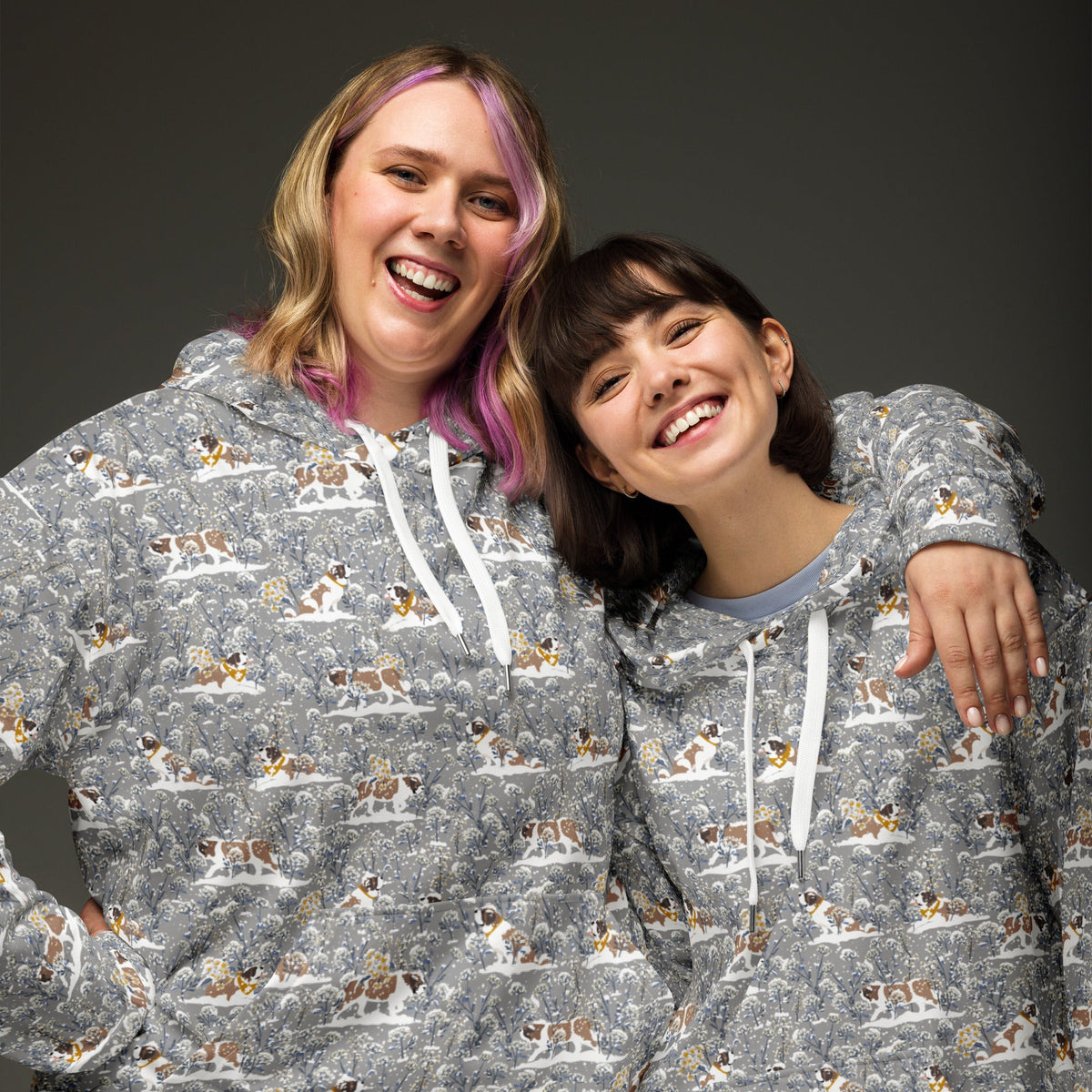 Saint Bernard Snowflowers Hoodie - Lucy + Norman