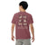 Comfort Colors brick t-shirt featuring a woodland-mountain theme with Saint Bernard dogs on the back with a badge on left chest. Perfect Saint Bernard gift for dog lovers.