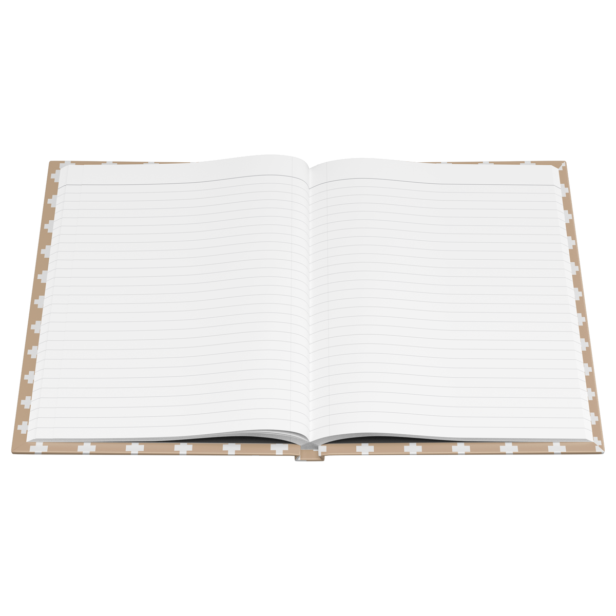 Swiss Cross Gold Saint Bernard hardcover lined journal with a warm gold cover featuring a Saint Bernard and rescue barrel among white Swiss crosses.