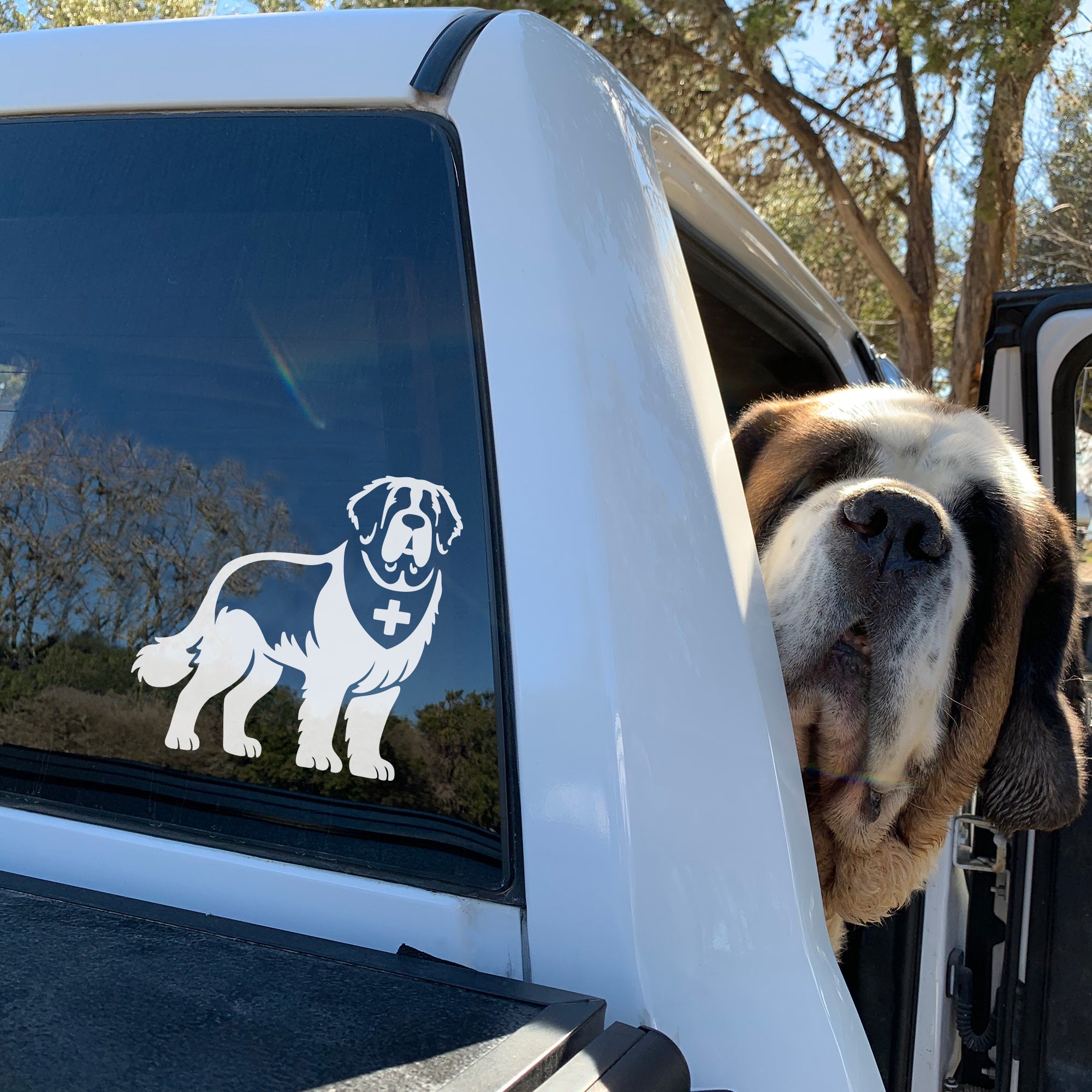 Saint Bernard with Swiss Bandana Window Decal - Lucy + Norman