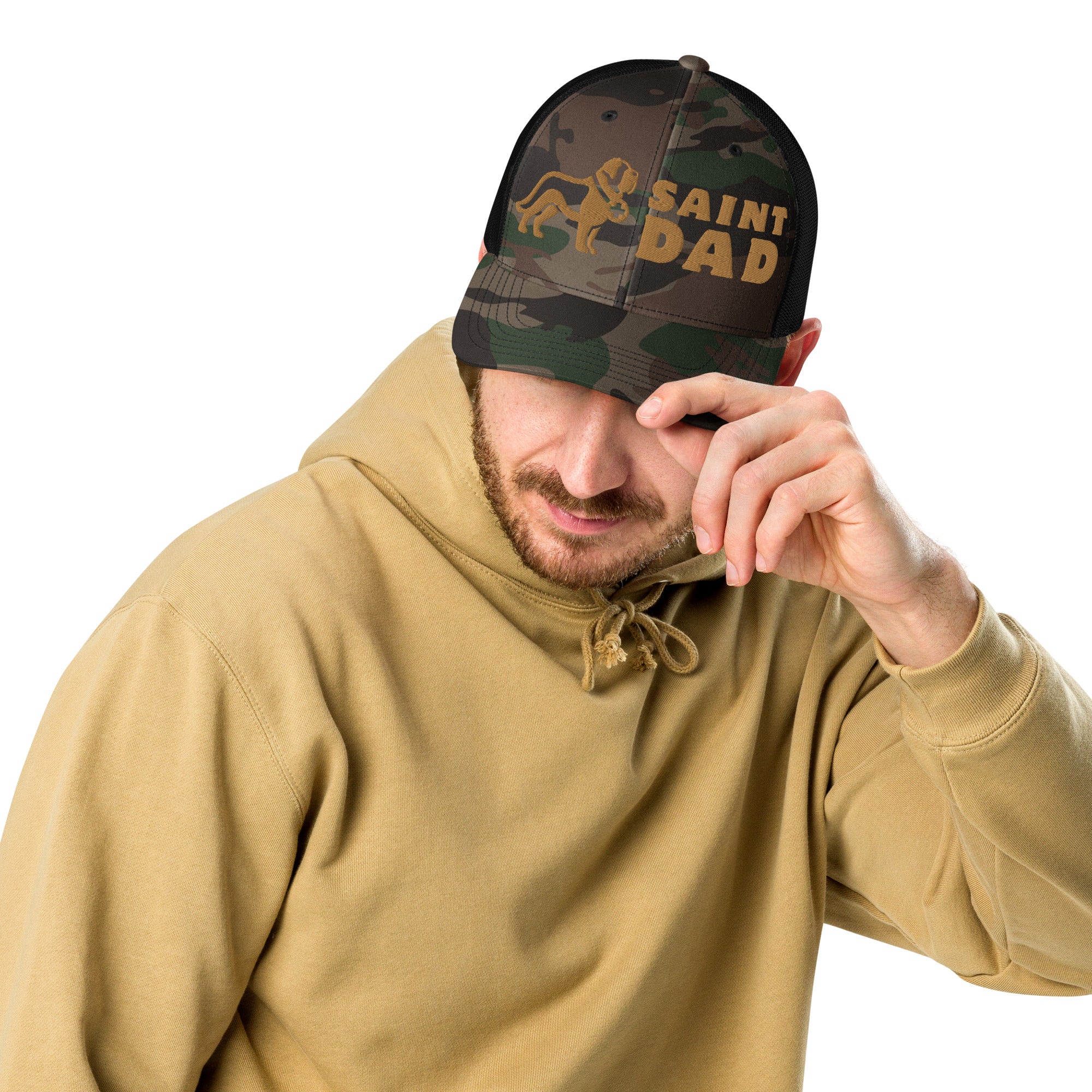 Saint Dad Camouflage Trucker Hat - Lucy + Norman