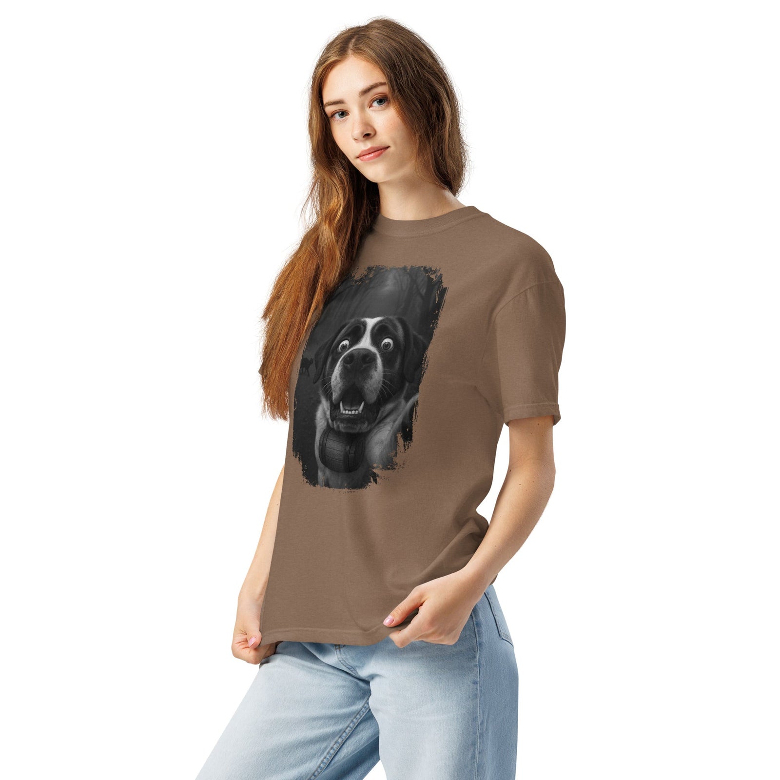 Scaredy Cat St Bernard Selfie T-Shirt - Lucy + Norman