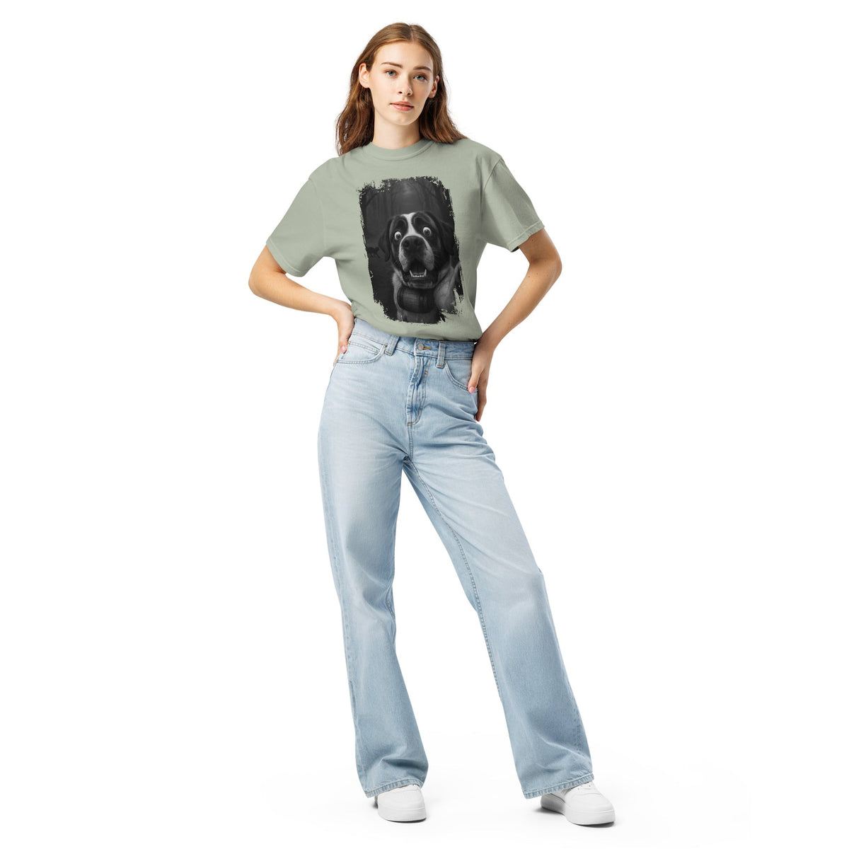 Scaredy Cat St Bernard Selfie T-Shirt - Lucy + Norman