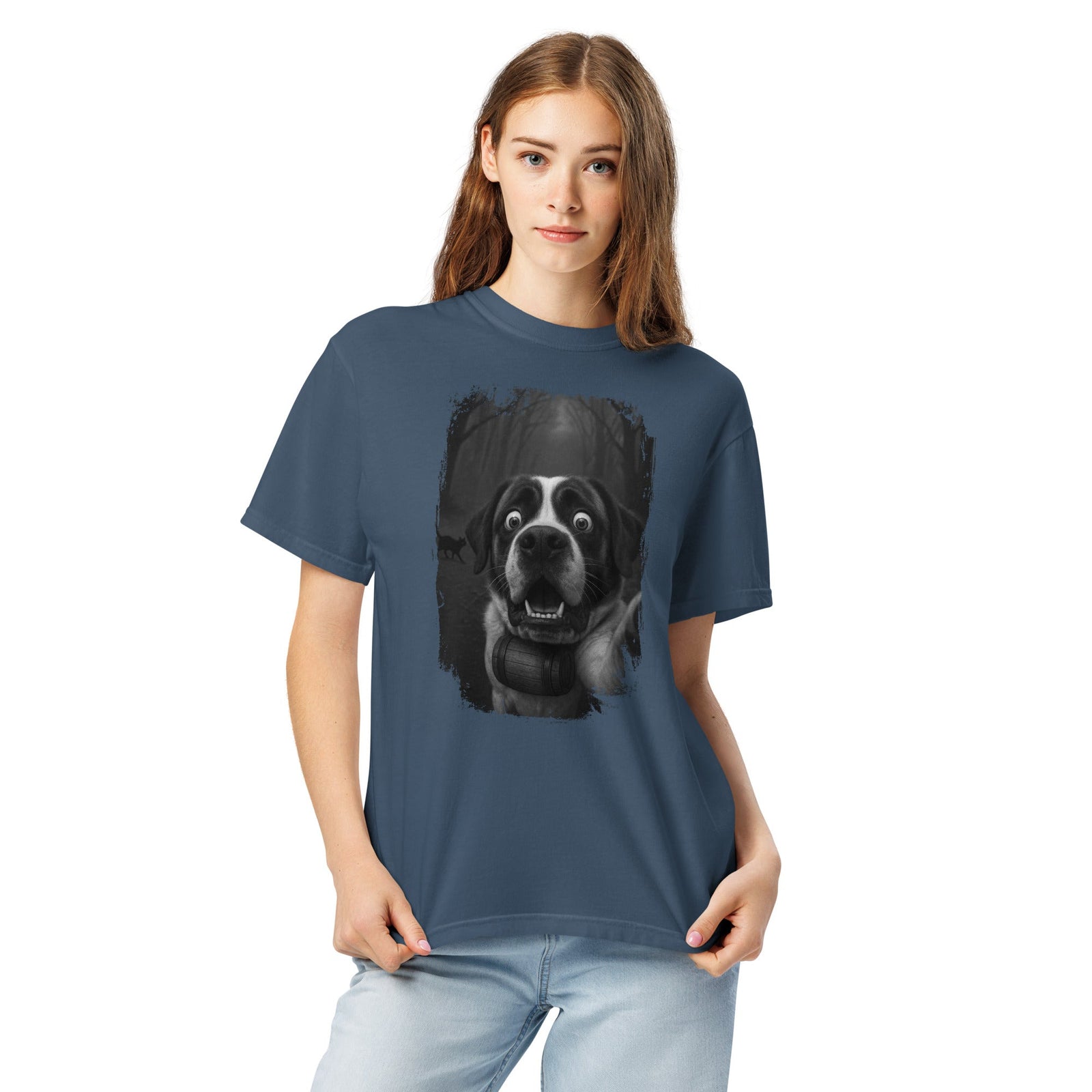 Scaredy Cat St Bernard Selfie T-Shirt - Lucy + Norman