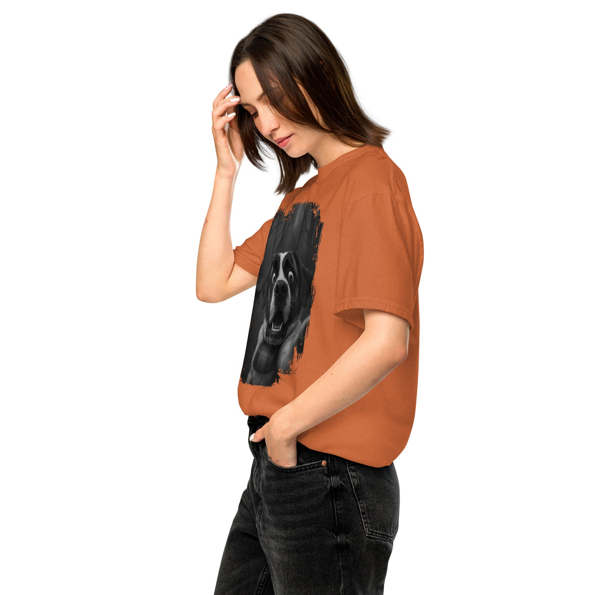 Scaredy Cat St Bernard Selfie T-Shirt - Lucy + Norman