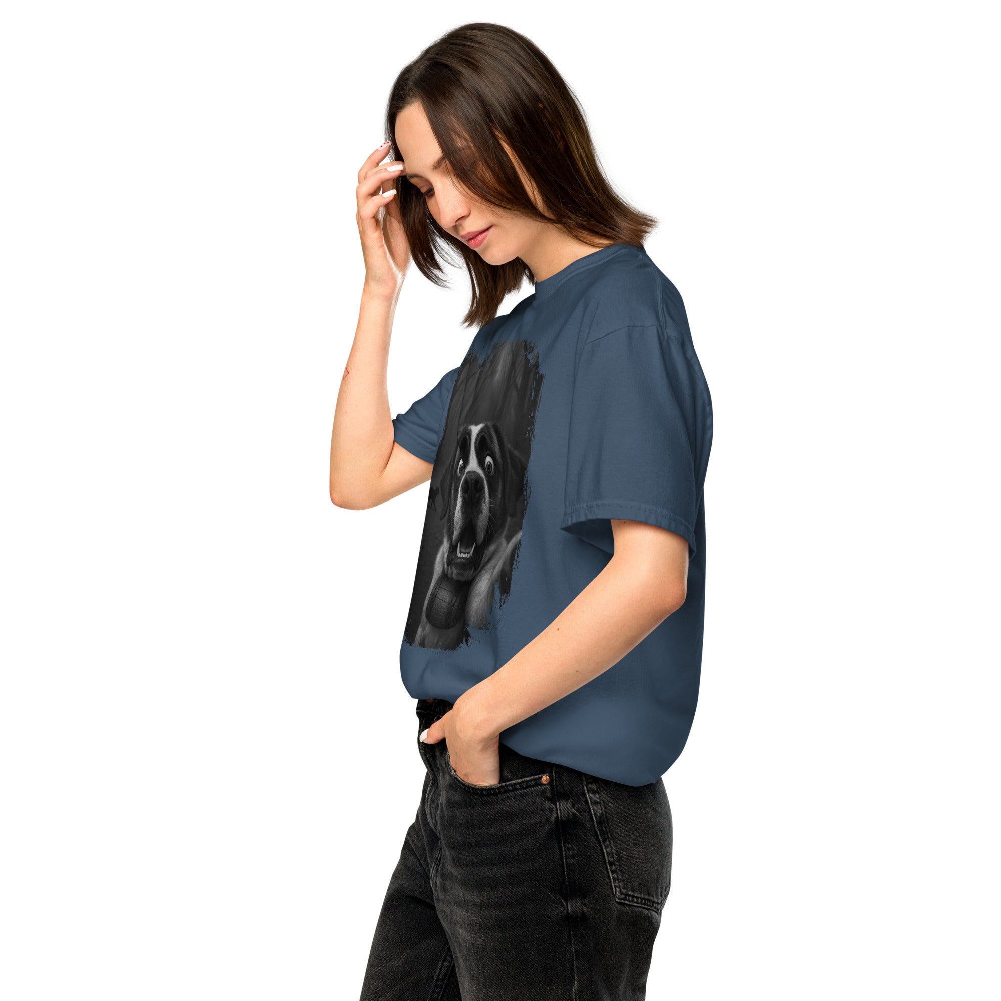 Scaredy Cat St Bernard Selfie T-Shirt - Lucy + Norman