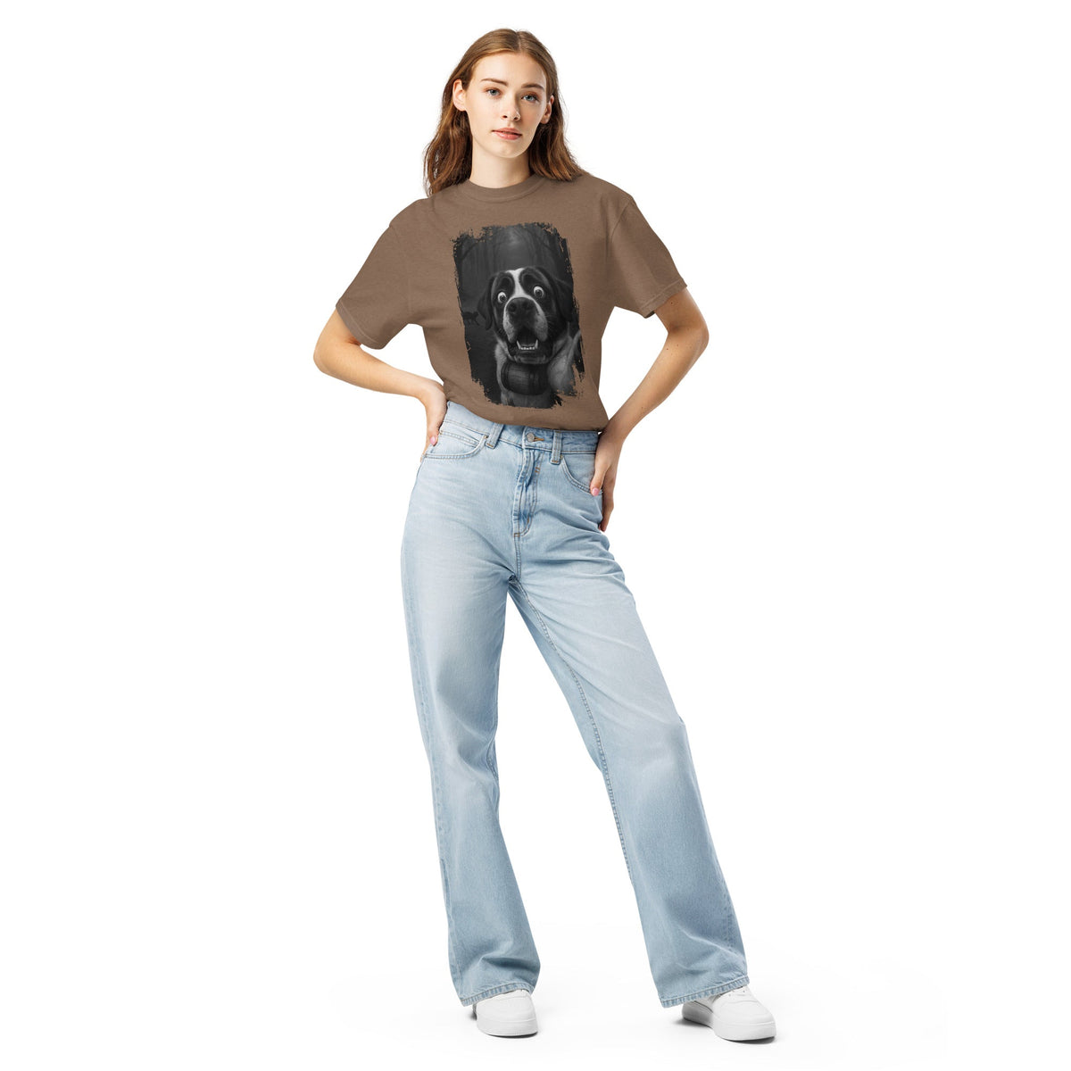 Scaredy Cat St Bernard Selfie T-Shirt - Lucy + Norman