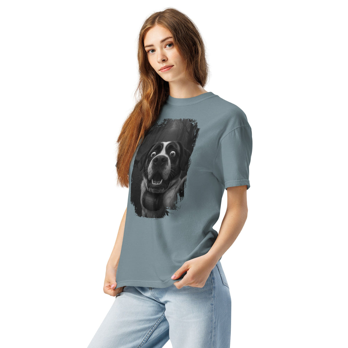 Scaredy Cat St Bernard Selfie T-Shirt - Lucy + Norman