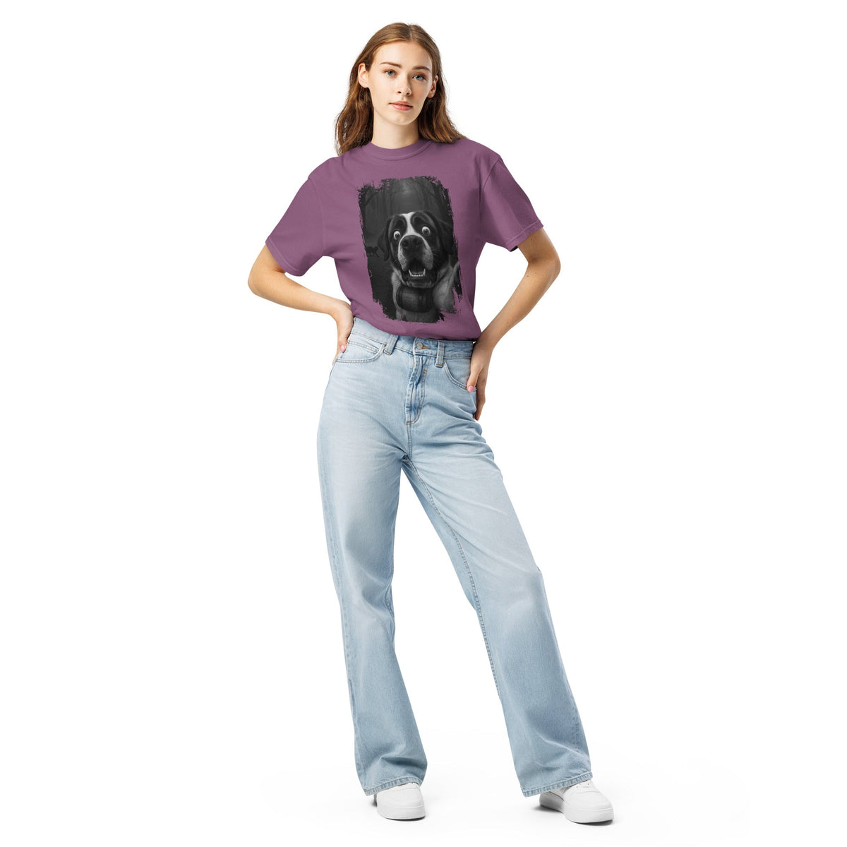 Scaredy Cat St Bernard Selfie T-Shirt - Lucy + Norman