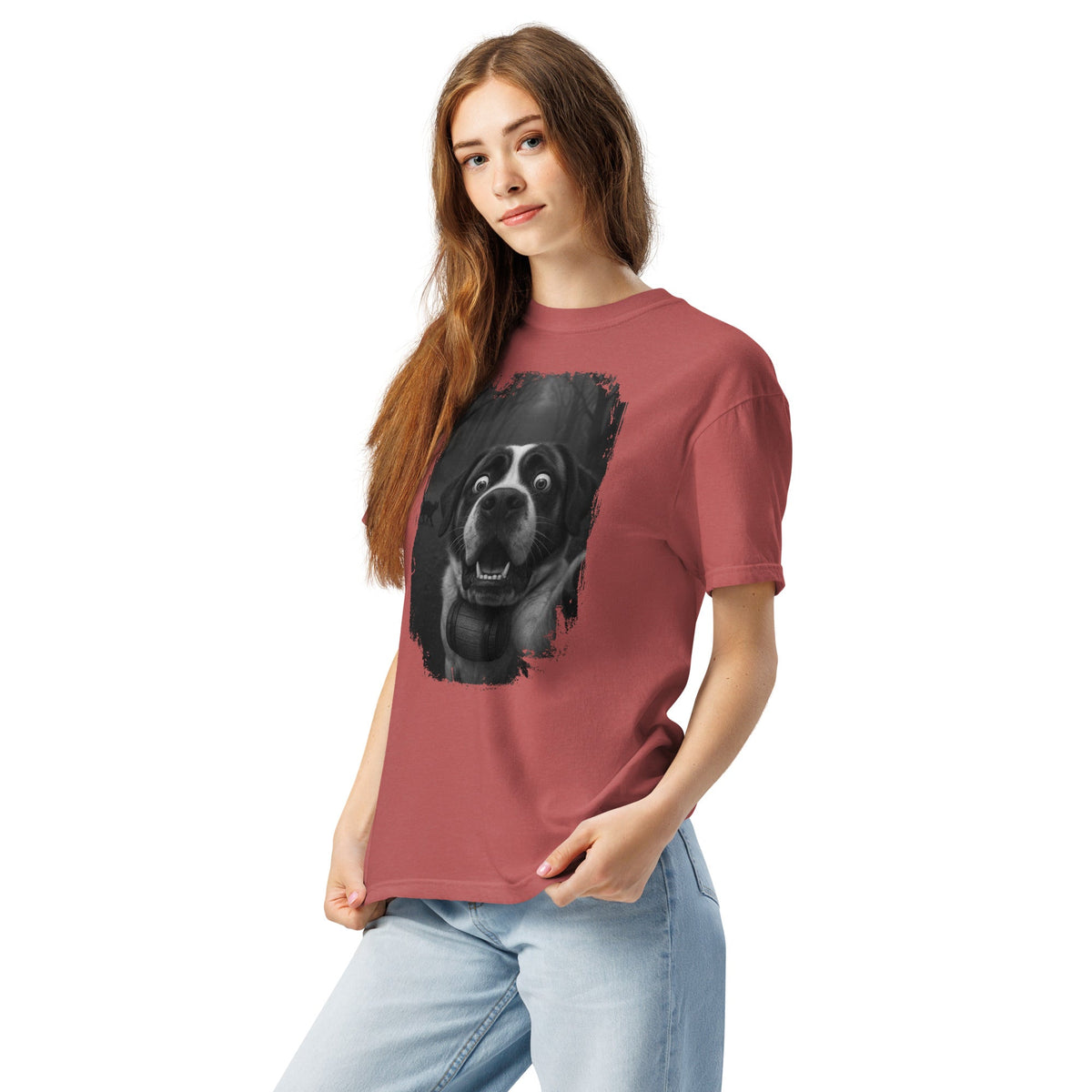 Scaredy Cat St Bernard Selfie T-Shirt - Lucy + Norman