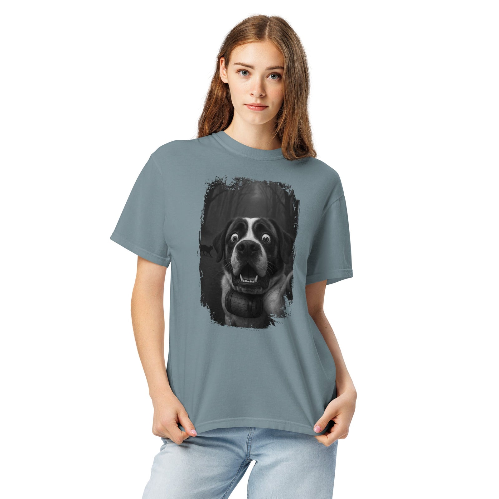 Scaredy Cat St Bernard Selfie T-Shirt - Lucy + Norman