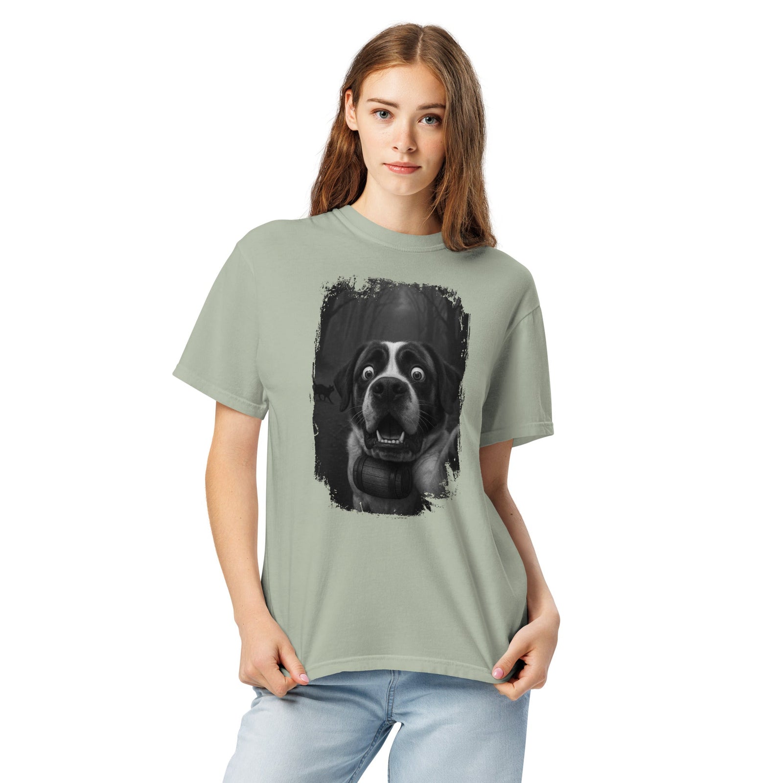 Scaredy Cat St Bernard Selfie T-Shirt - Lucy + Norman