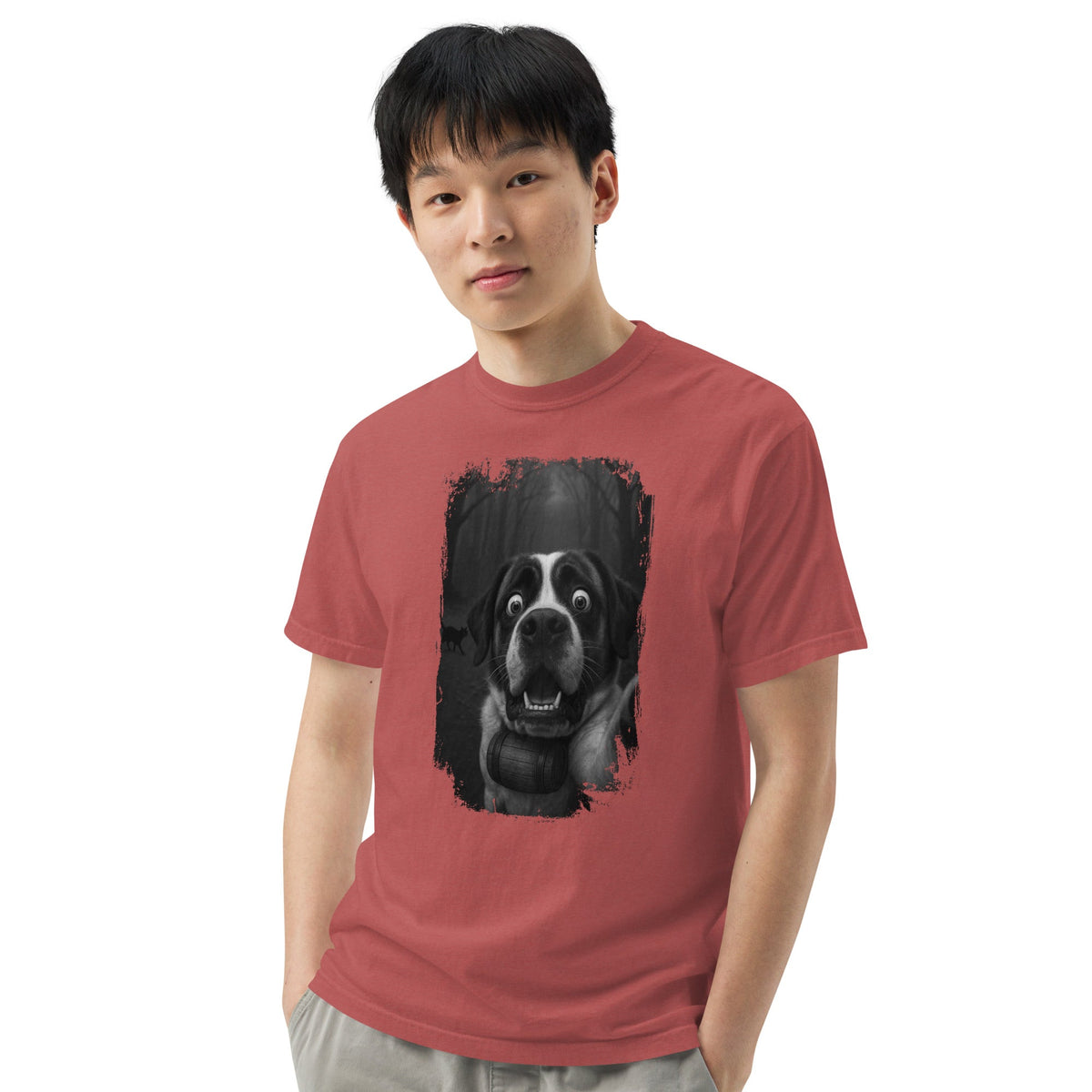 Scaredy Cat St Bernard Selfie T-Shirt - Lucy + Norman