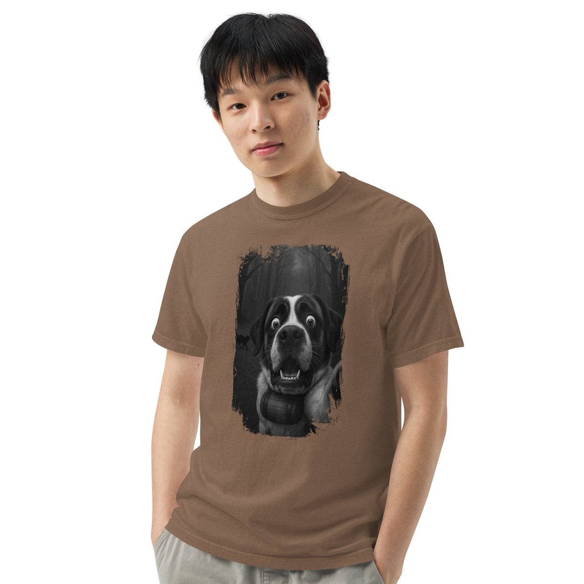 Scaredy Cat St Bernard Selfie T-Shirt - Lucy + Norman