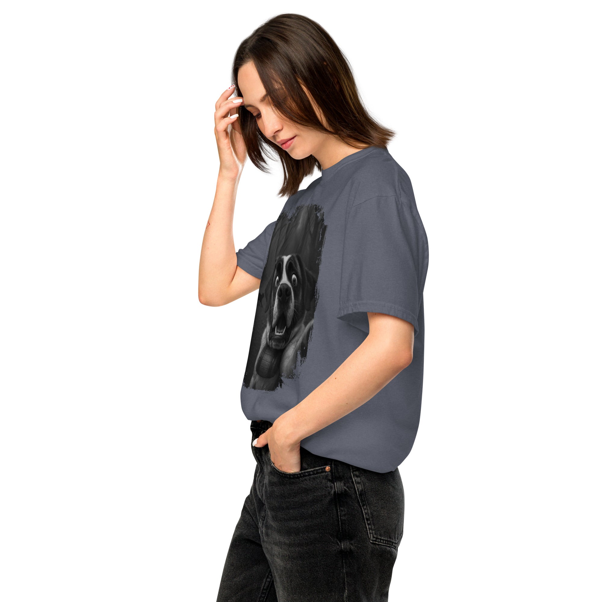 Scaredy Cat St Bernard Selfie T-Shirt - Lucy + Norman