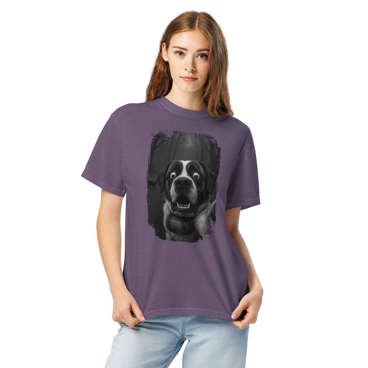 Scaredy Cat St Bernard Selfie T-Shirt - Lucy + Norman