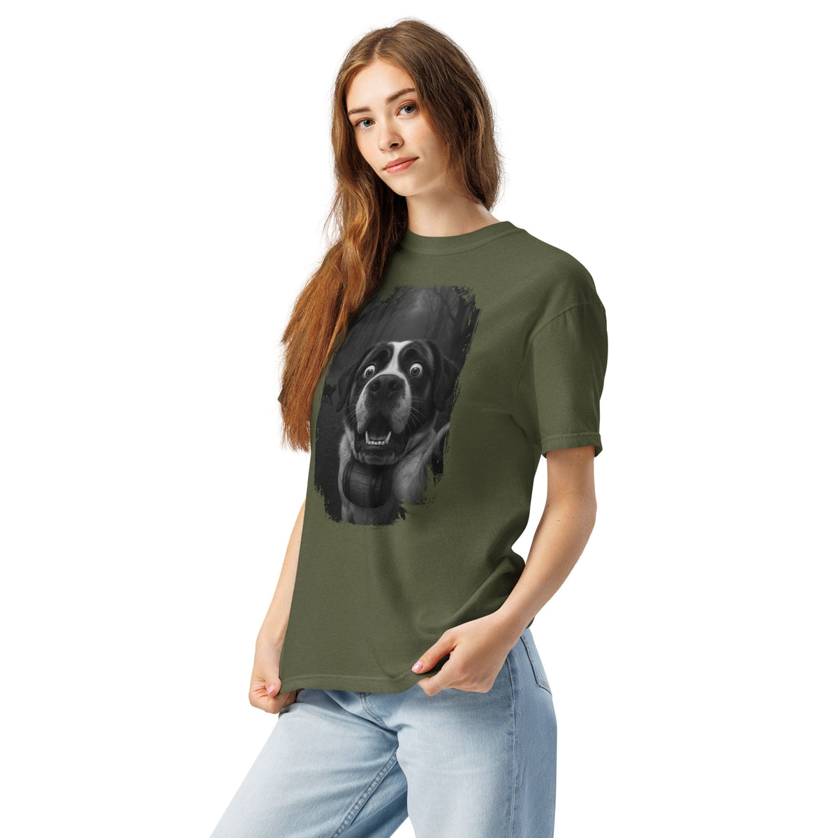Scaredy Cat St Bernard Selfie T-Shirt - Lucy + Norman