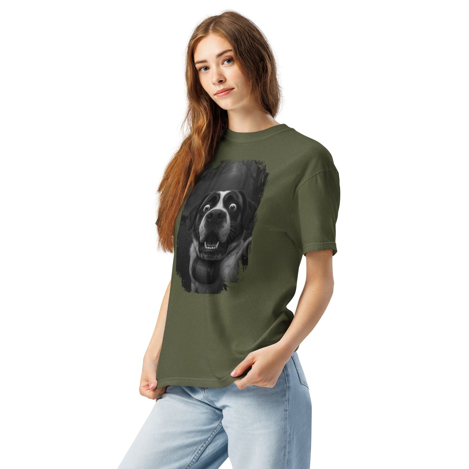 Scaredy Cat St Bernard Selfie T-Shirt - Lucy + Norman