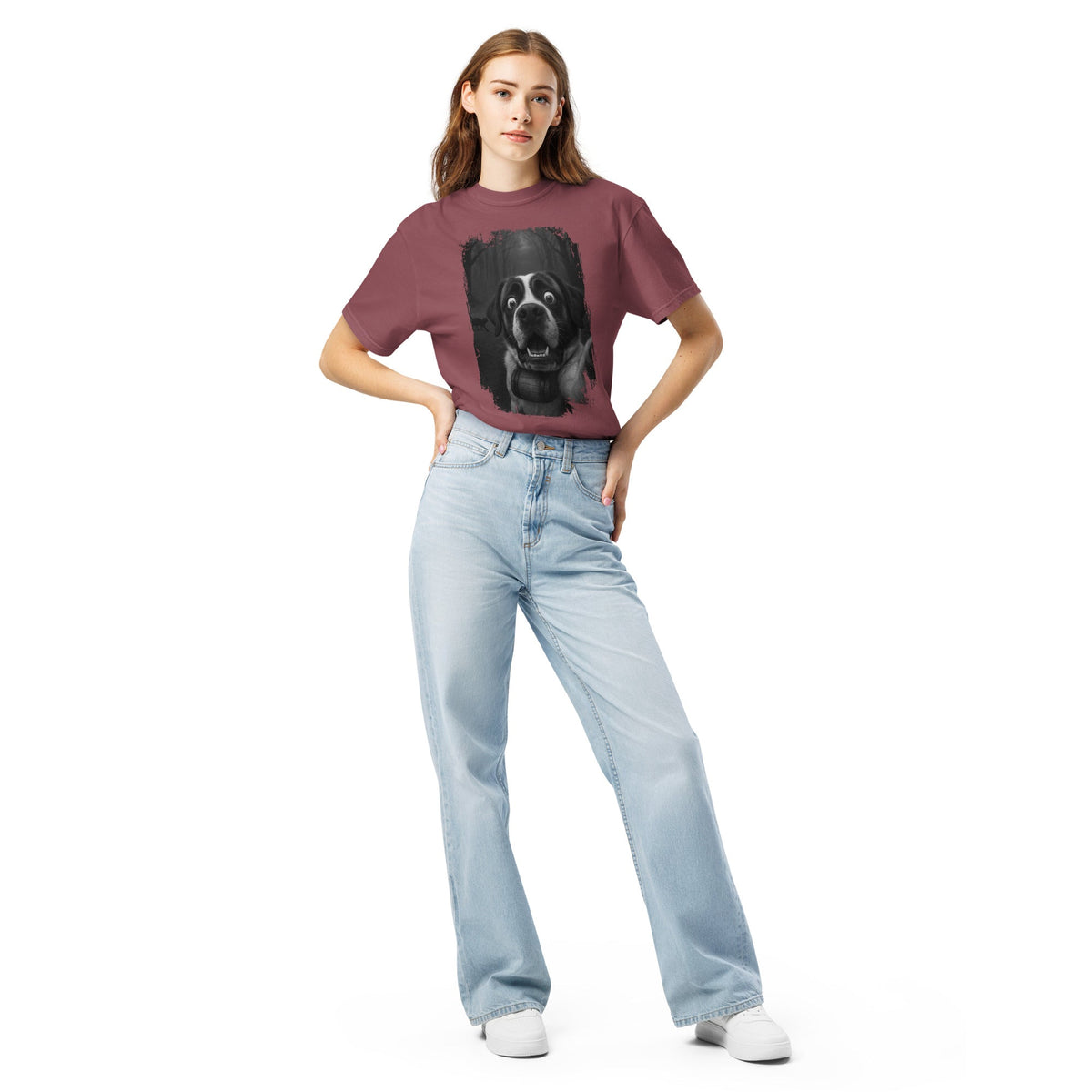Scaredy Cat St Bernard Selfie T-Shirt - Lucy + Norman