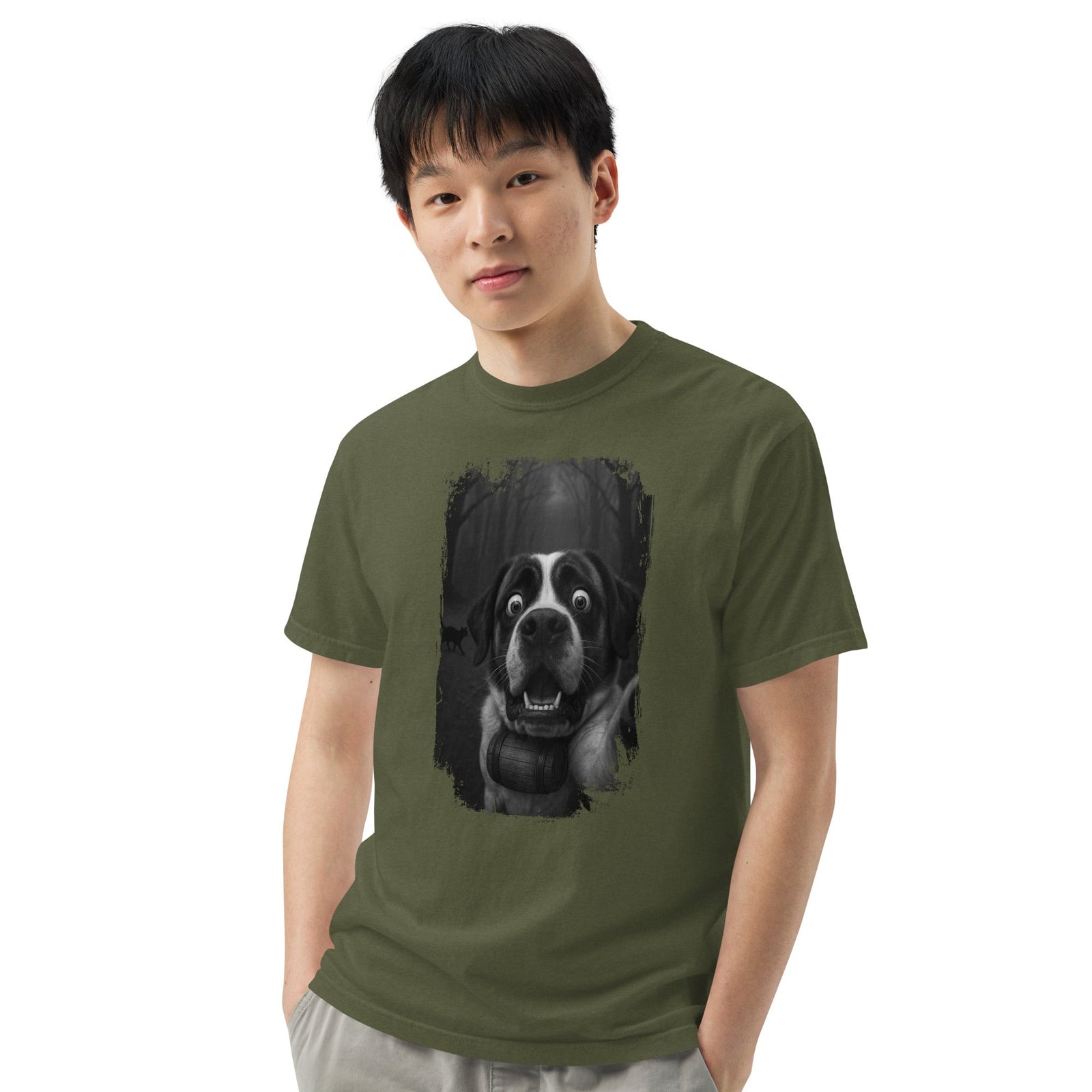 Scaredy Cat St Bernard Selfie T-Shirt - Lucy + Norman