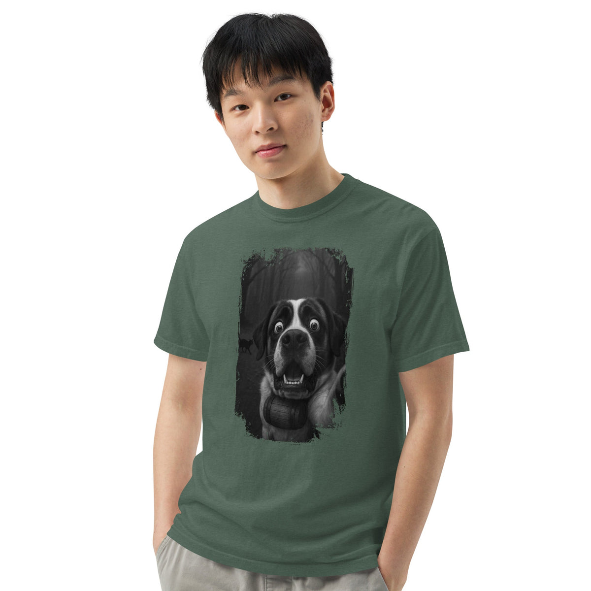 Scaredy Cat St Bernard Selfie T-Shirt - Lucy + Norman