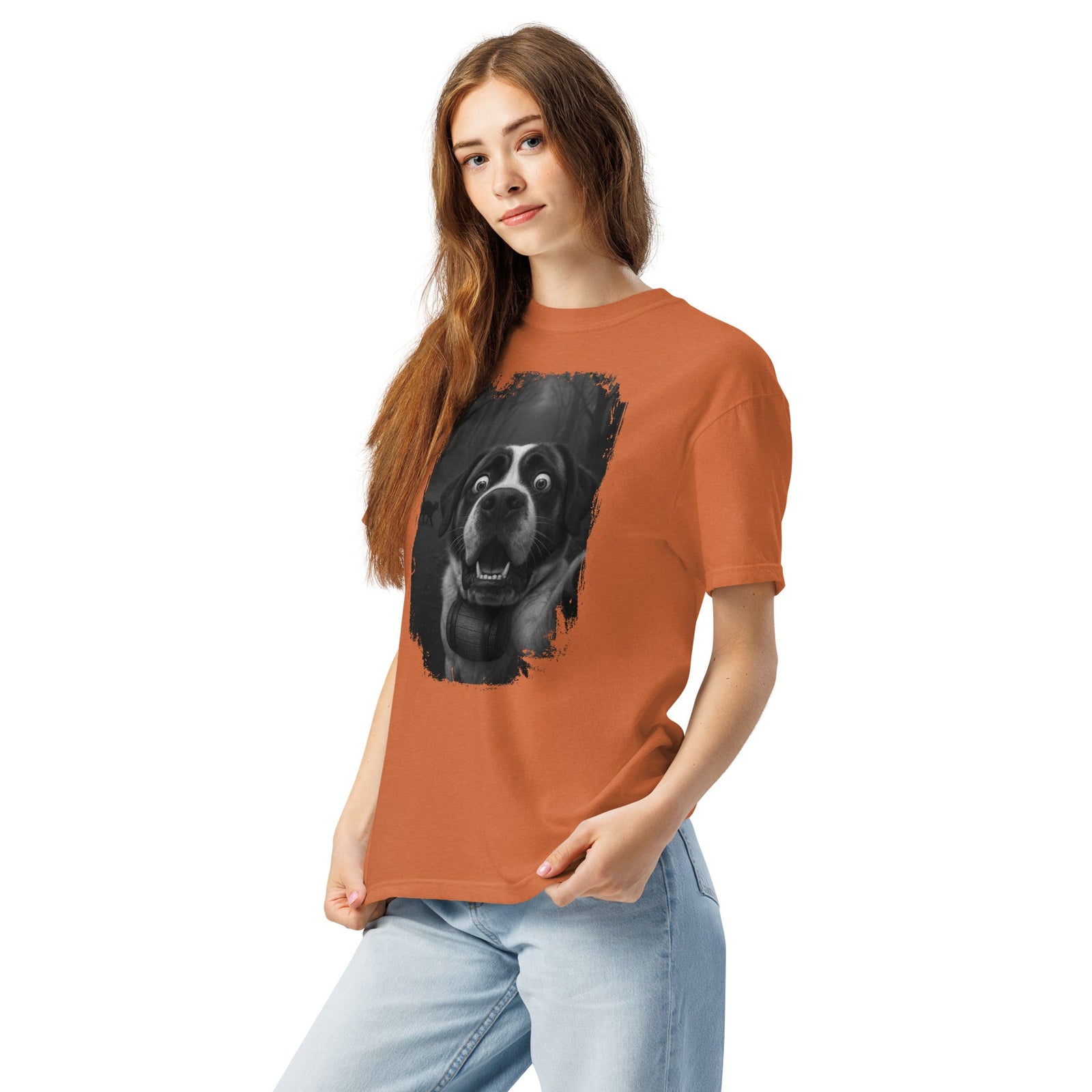 Scaredy Cat St Bernard Selfie T-Shirt - Lucy + Norman
