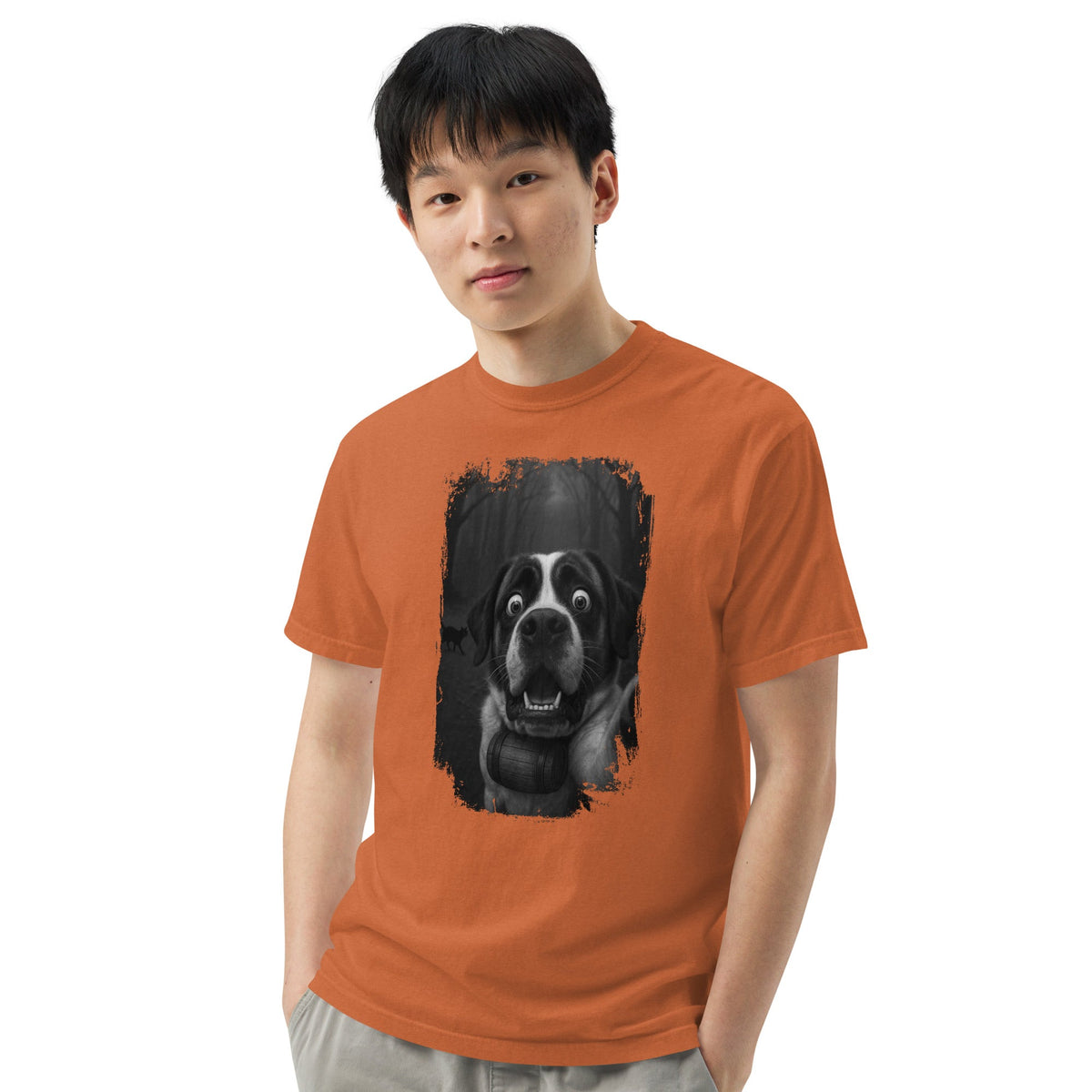 Scaredy Cat St Bernard Selfie T-Shirt - Lucy + Norman