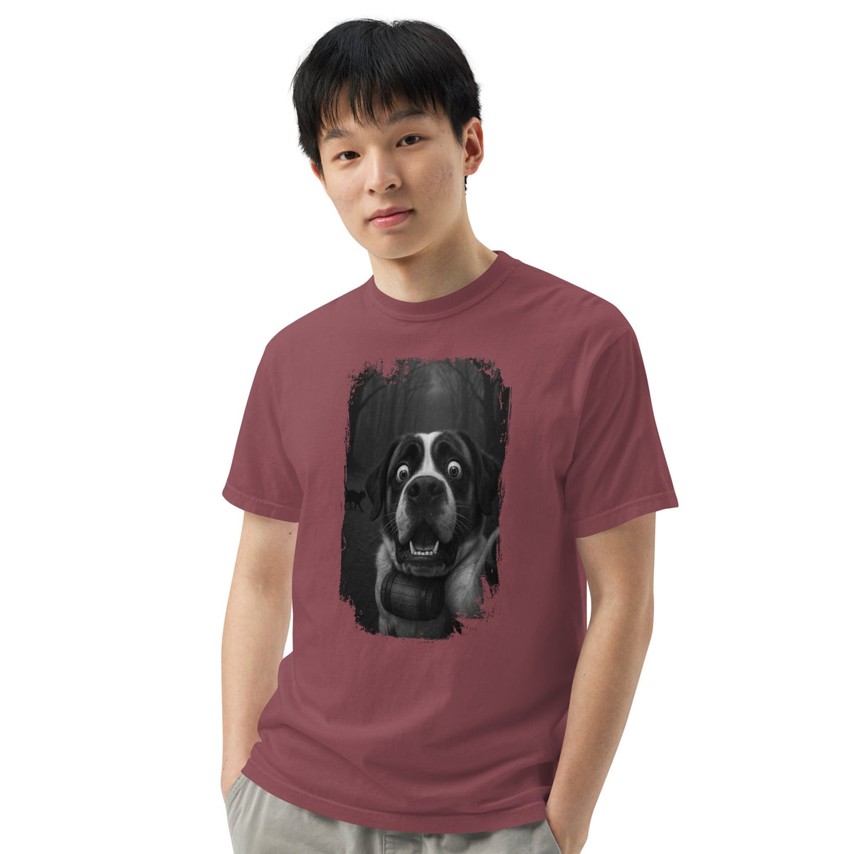 Scaredy Cat St Bernard Selfie T-Shirt - Lucy + Norman