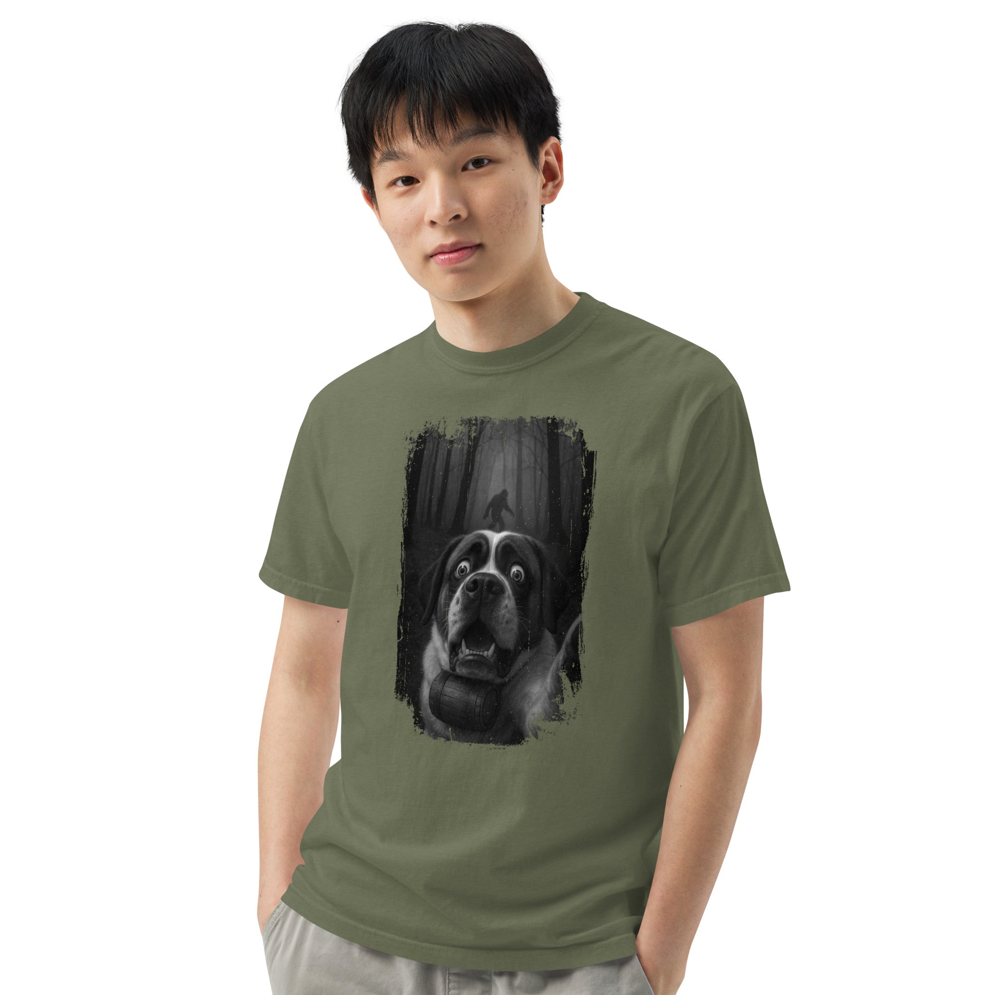 Scary Sasquatch St Bernard Selfie T-Shirt - Lucy + Norman
