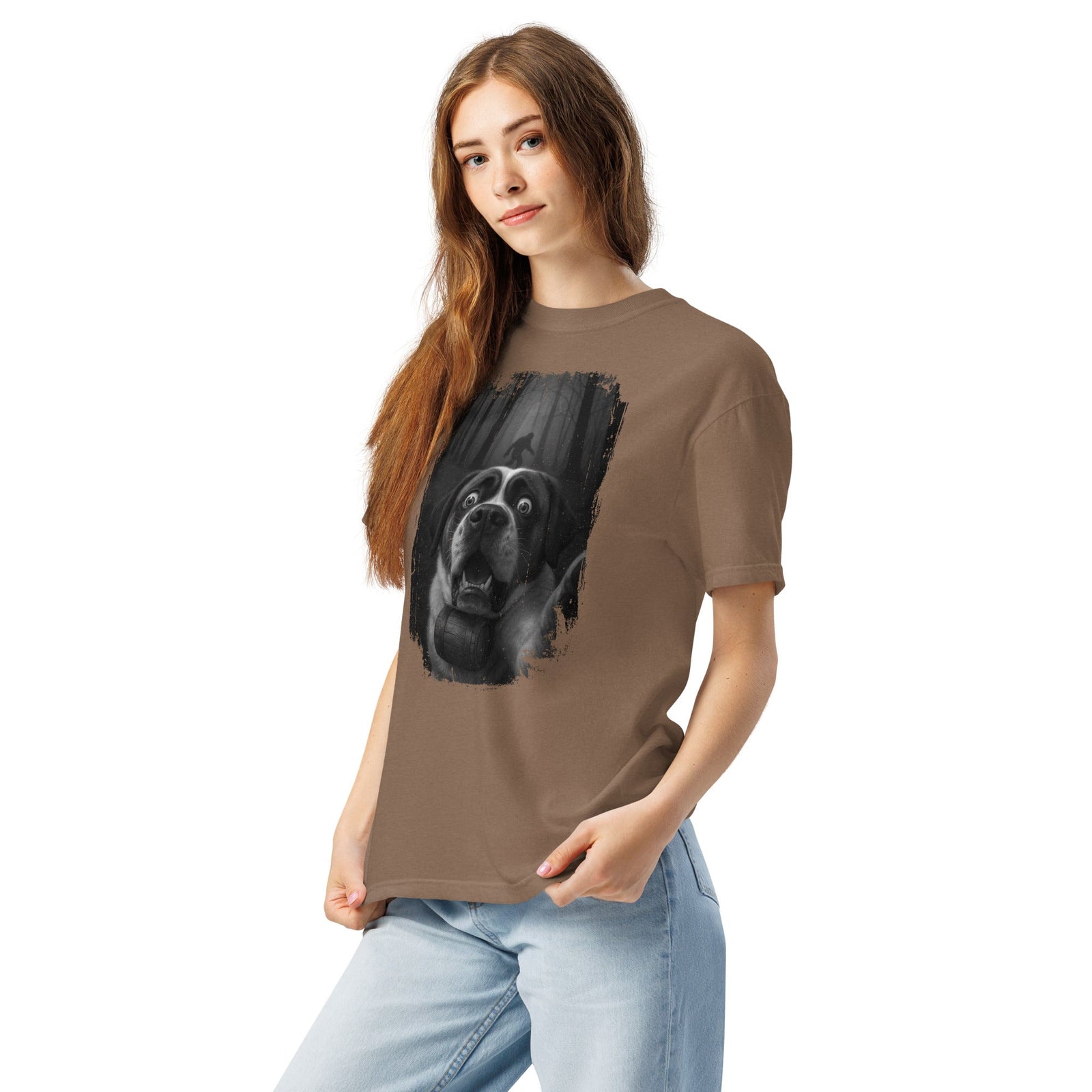 Scary Sasquatch St Bernard Selfie T-Shirt - Lucy + Norman