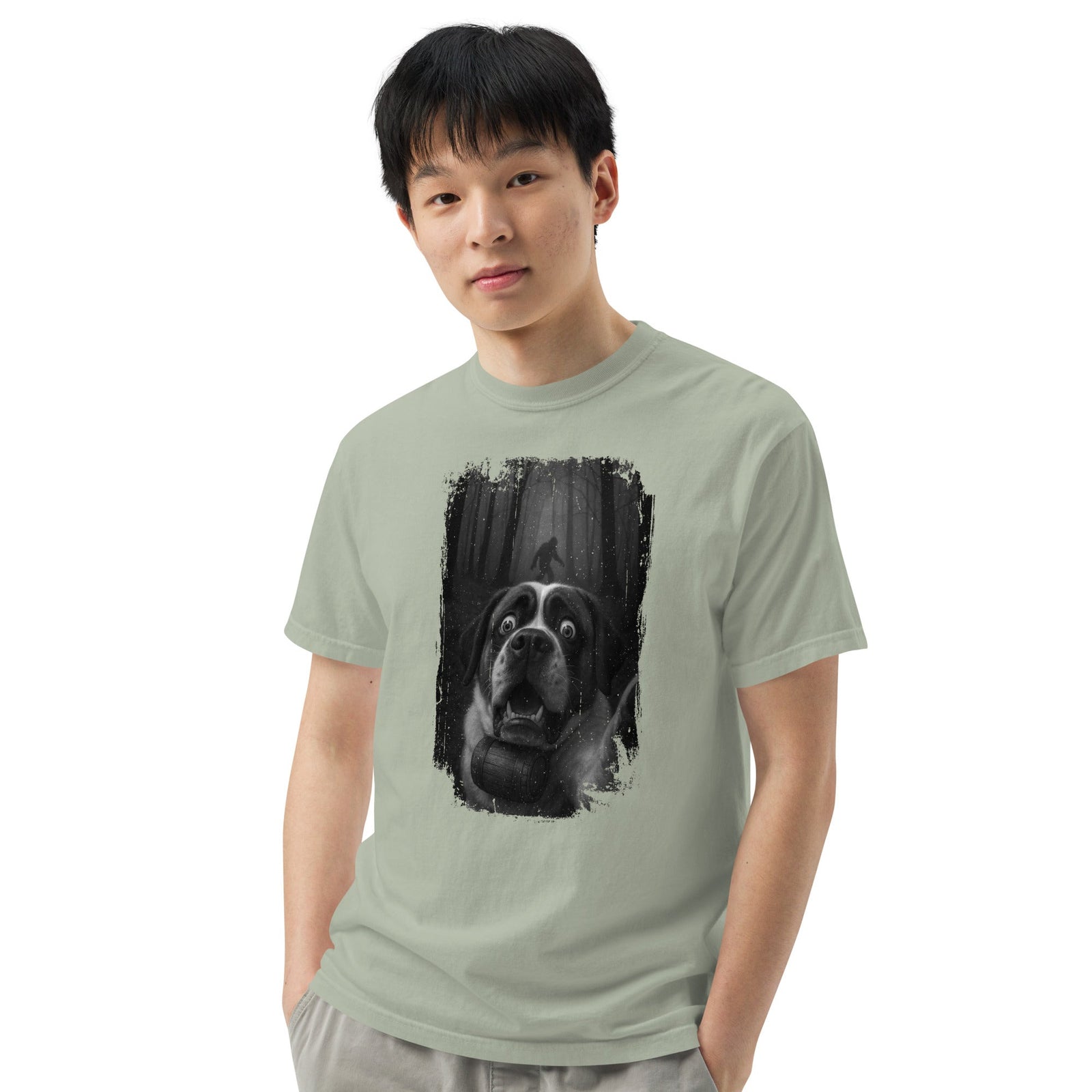 Scary Sasquatch St Bernard Selfie T-Shirt - Lucy + Norman