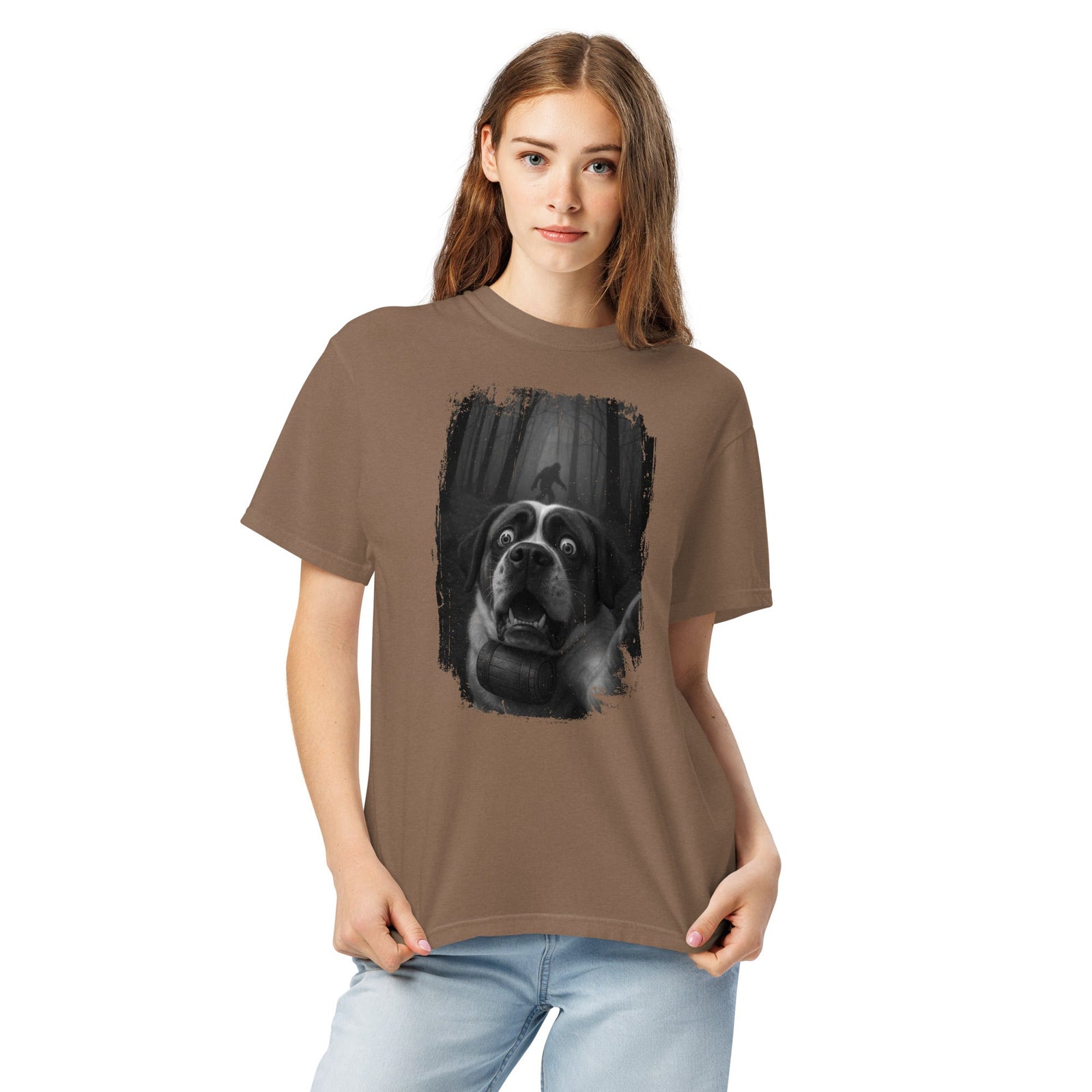 Scary Sasquatch St Bernard Selfie T-Shirt - Lucy + Norman