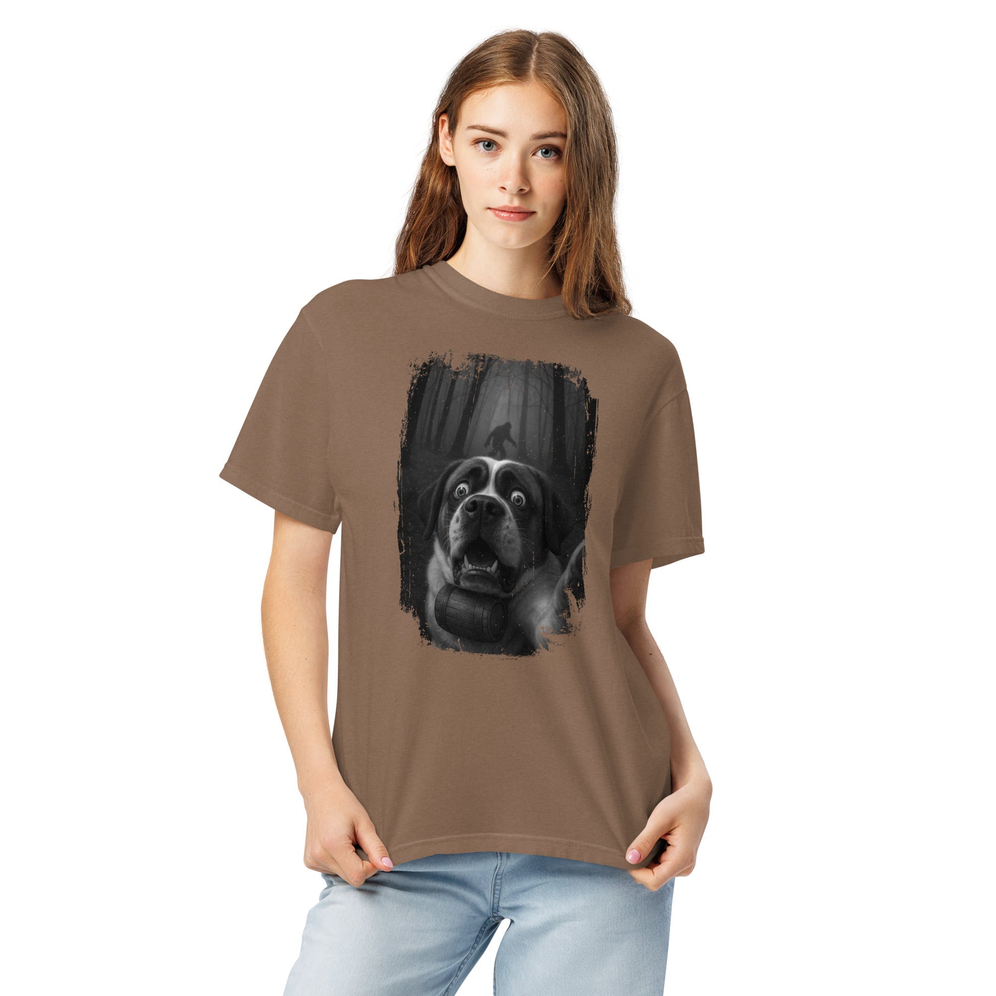 Scary Sasquatch St Bernard Selfie T-Shirt - Lucy + Norman