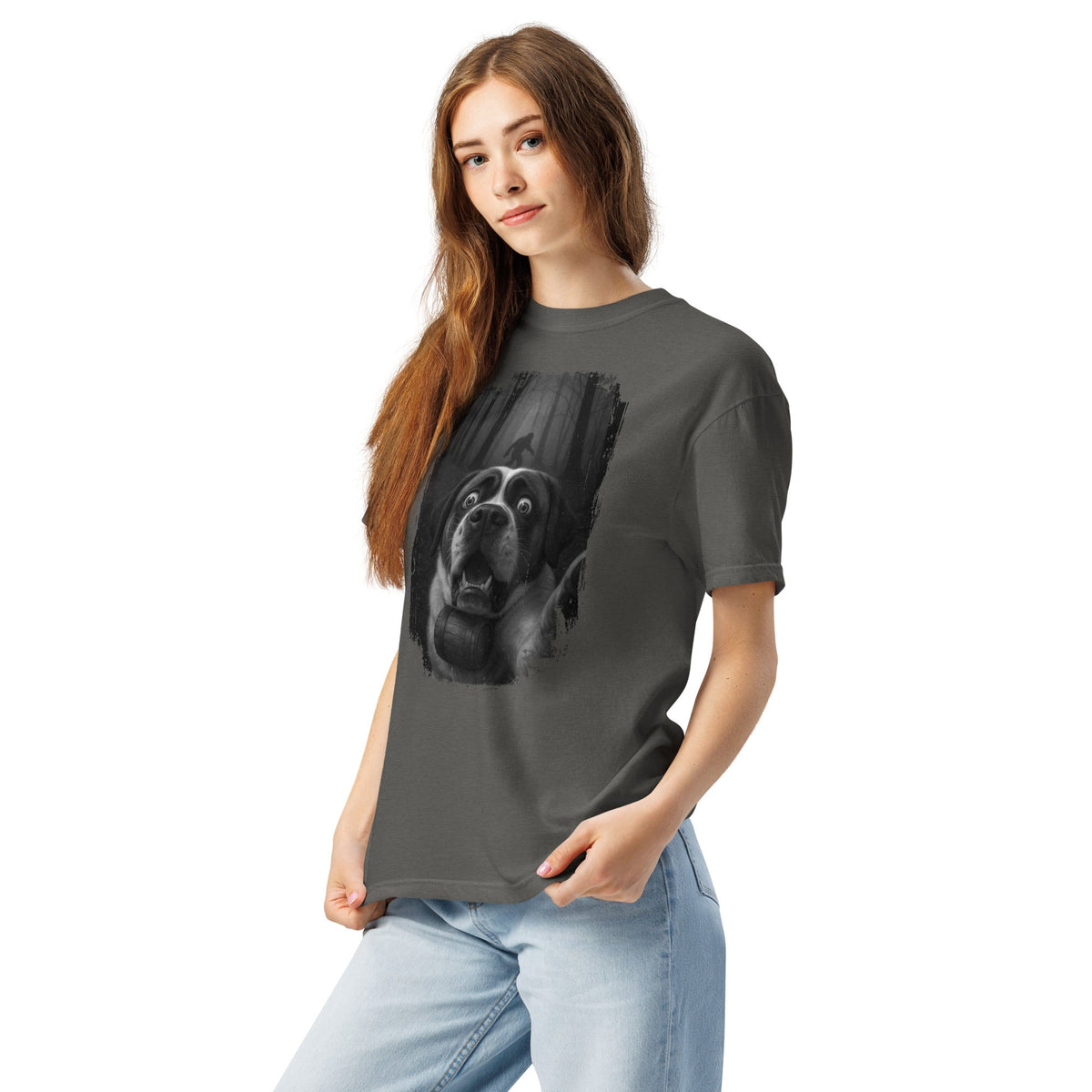 Scary Sasquatch St Bernard Selfie T-Shirt - Lucy + Norman