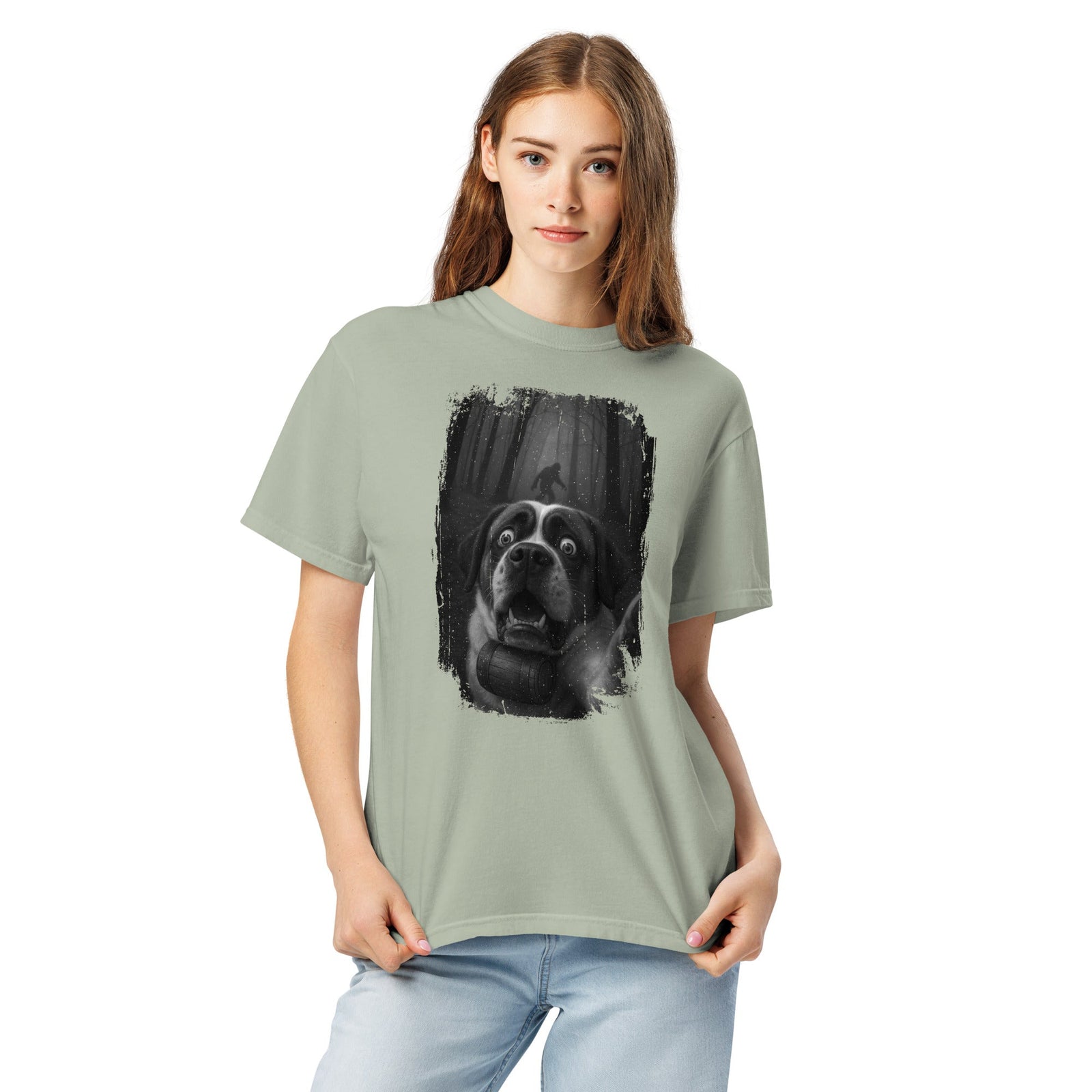 Scary Sasquatch St Bernard Selfie T-Shirt - Lucy + Norman