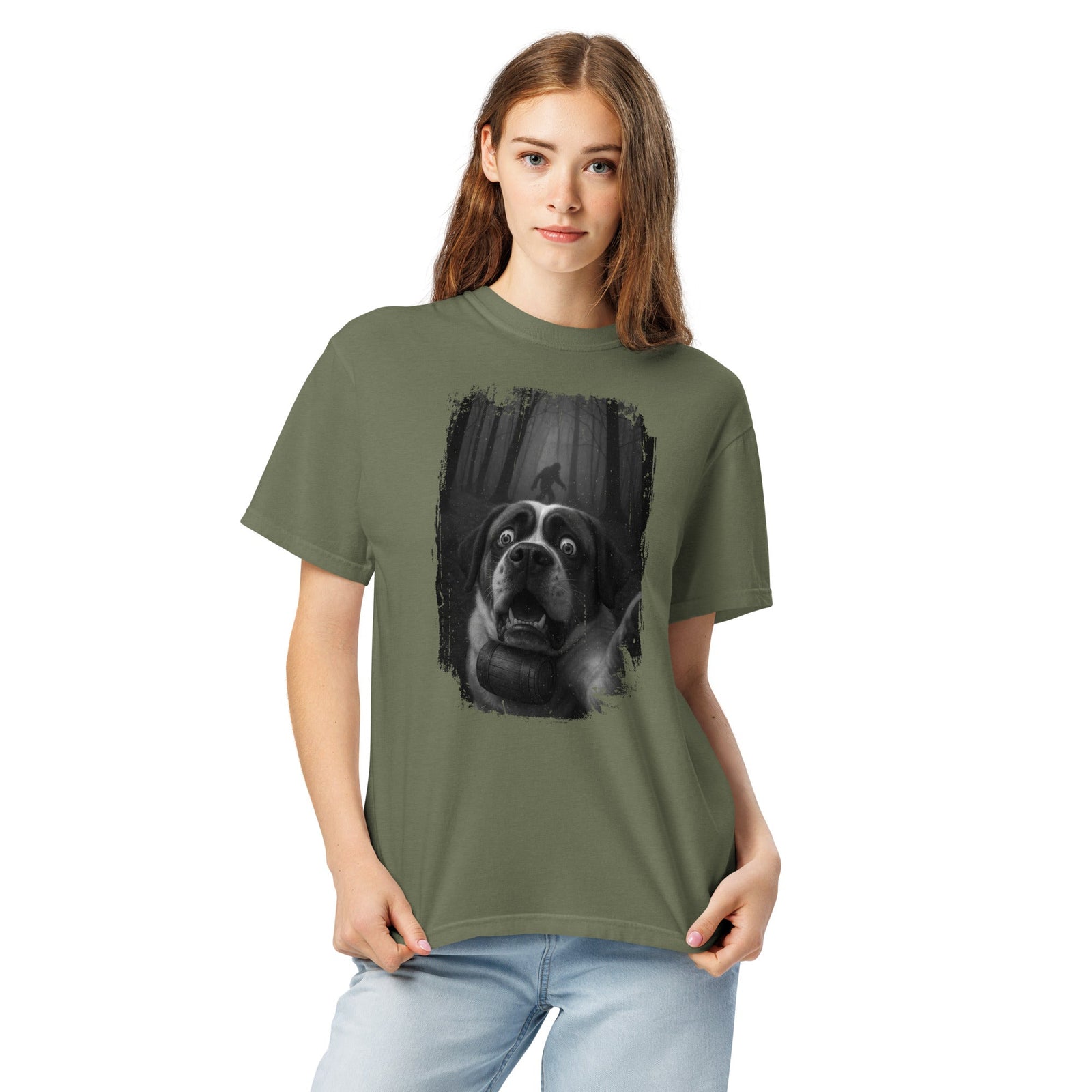 Scary Sasquatch St Bernard Selfie T-Shirt - Lucy + Norman