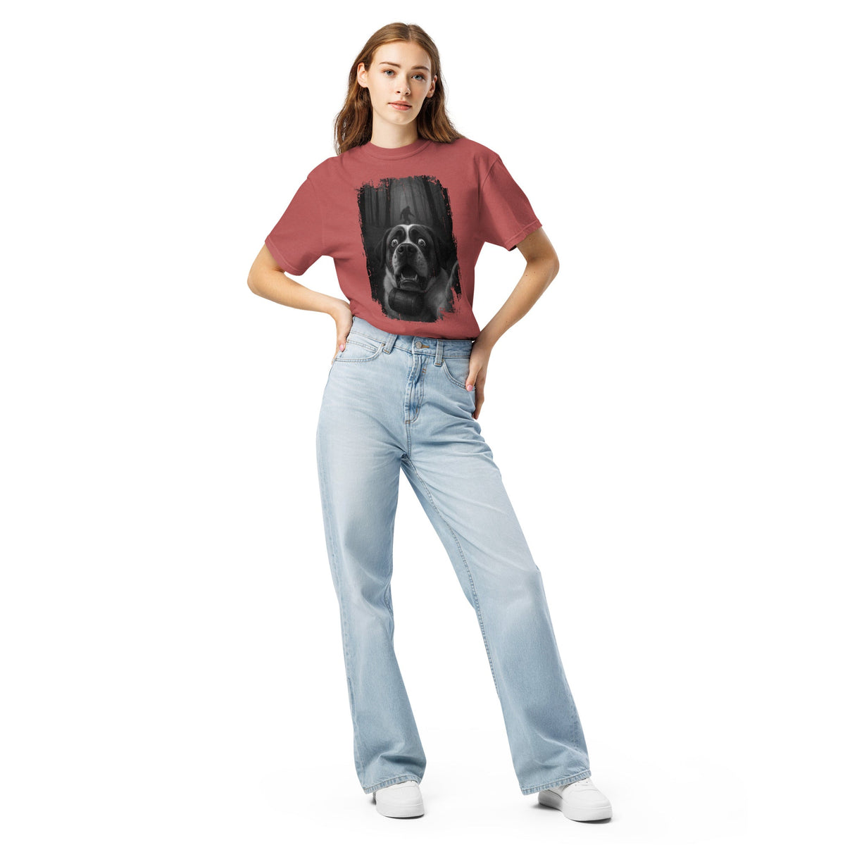 Scary Sasquatch St Bernard Selfie T-Shirt - Lucy + Norman
