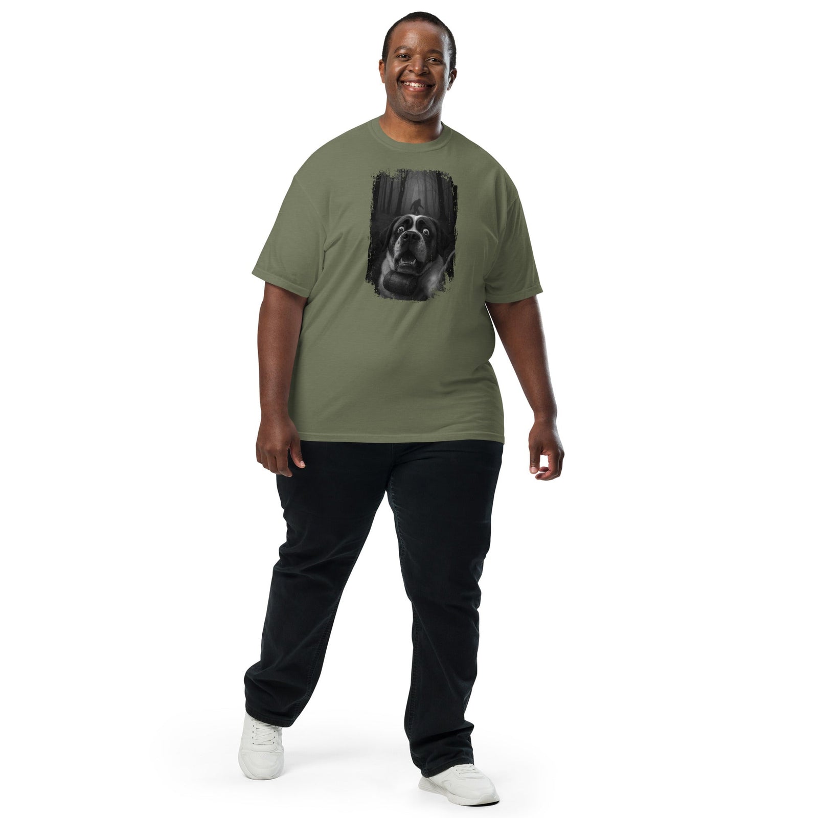 Scary Sasquatch St Bernard Selfie T-Shirt - Lucy + Norman