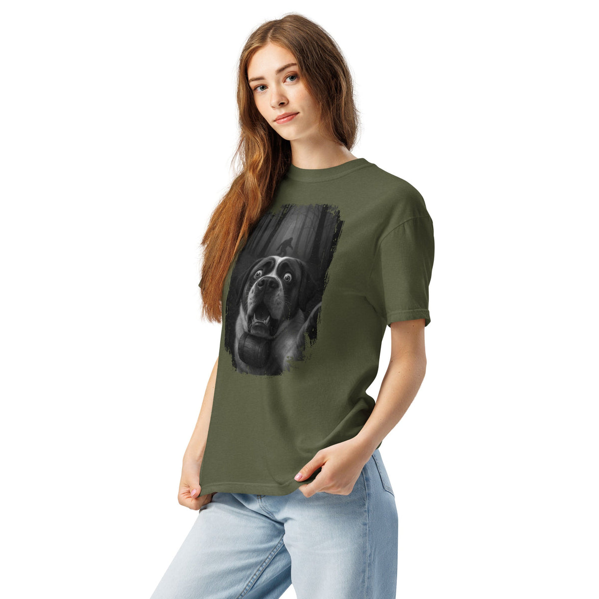 Scary Sasquatch St Bernard Selfie T-Shirt - Lucy + Norman