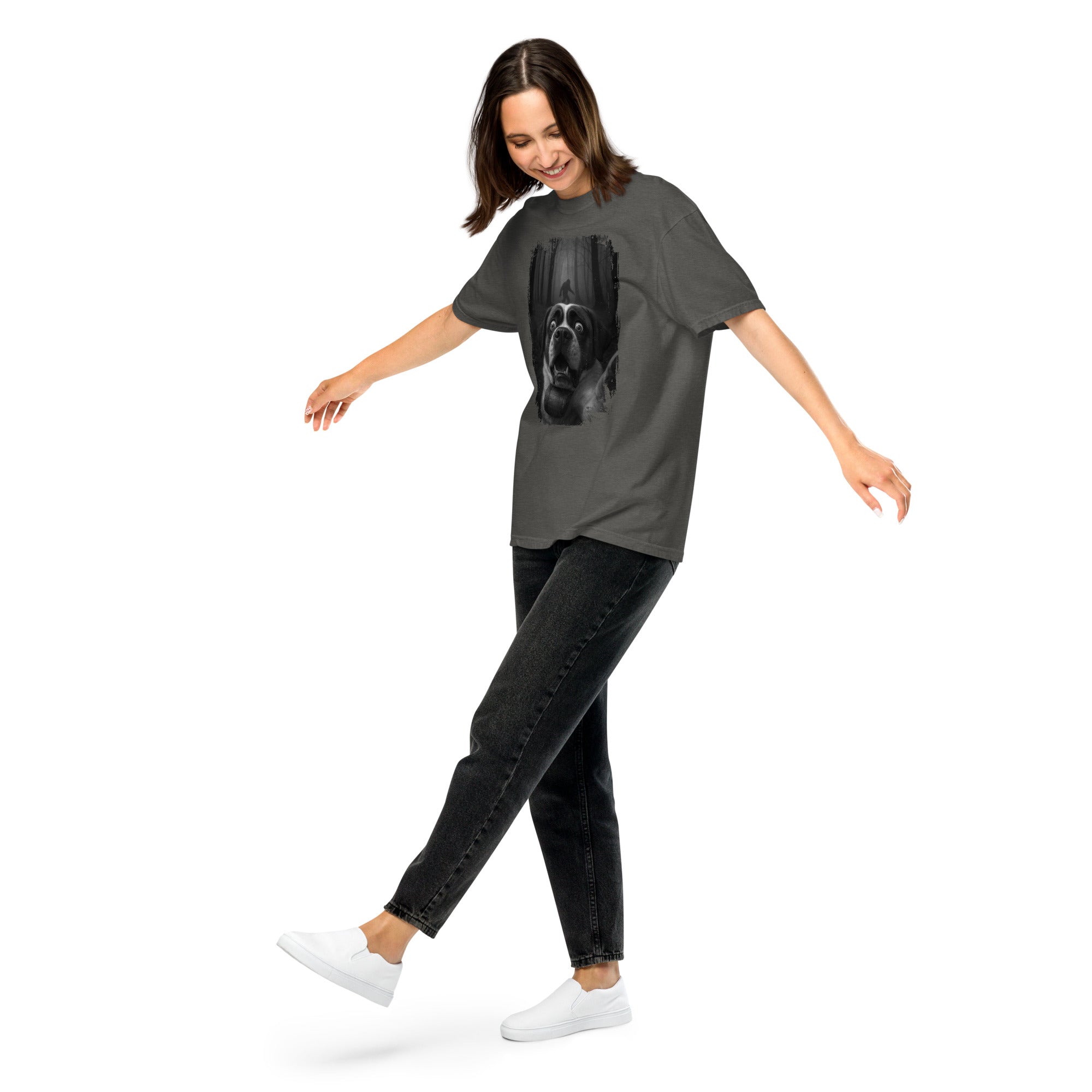 Scary Sasquatch St Bernard Selfie T-Shirt - Lucy + Norman