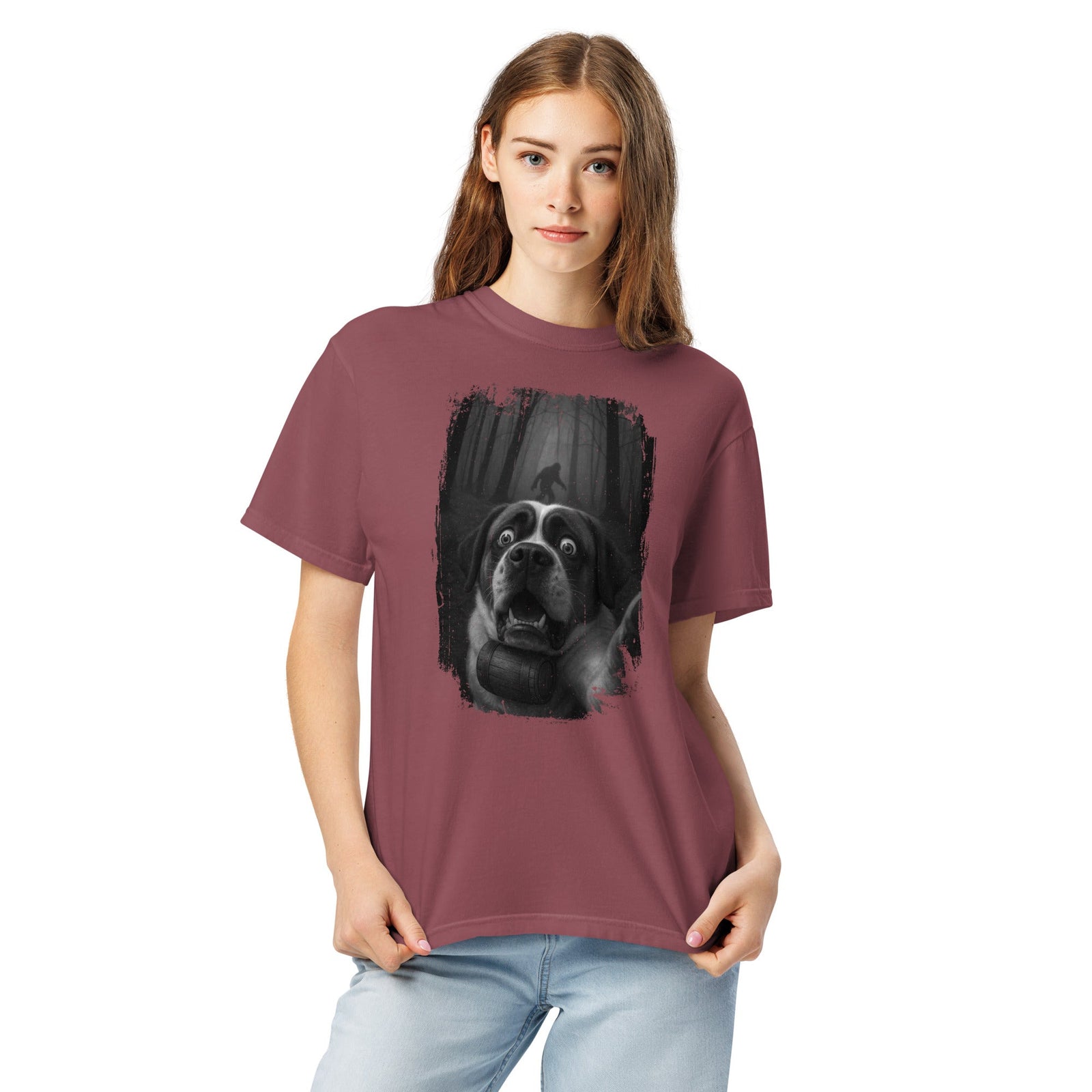 Scary Sasquatch St Bernard Selfie T-Shirt - Lucy + Norman