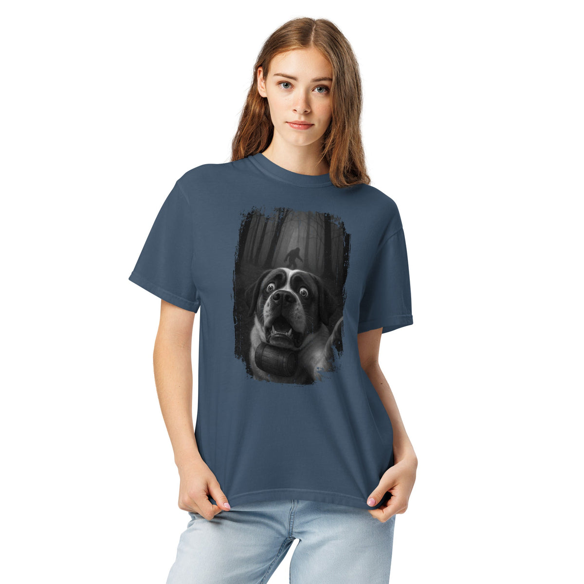 Scary Sasquatch St Bernard Selfie T-Shirt - Lucy + Norman