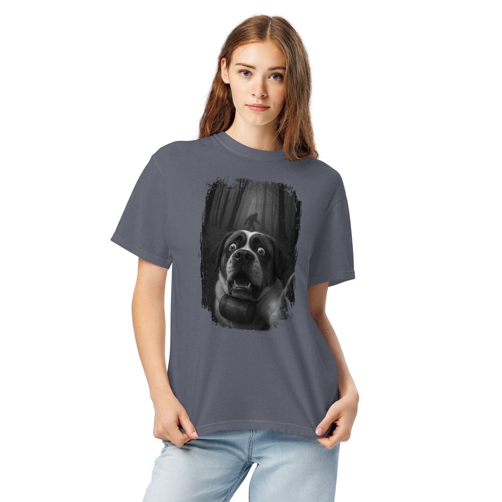 Scary Sasquatch St Bernard Selfie T-Shirt - Lucy + Norman