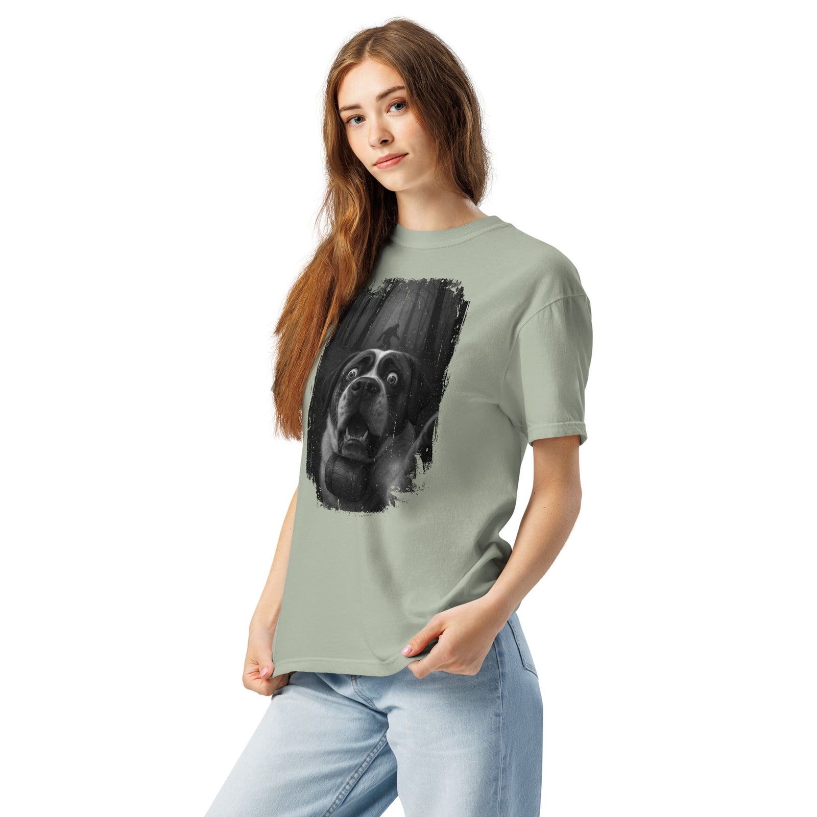 Scary Sasquatch St Bernard Selfie T-Shirt - Lucy + Norman