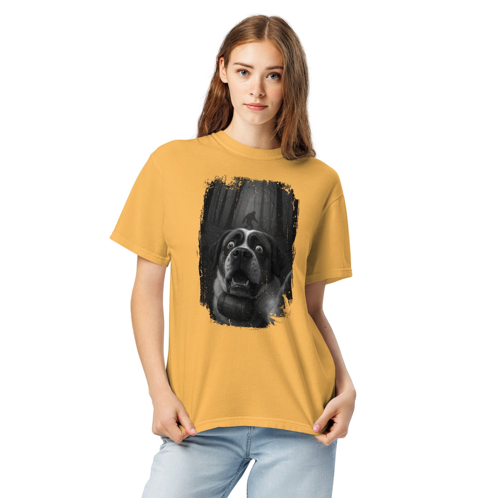 Scary Sasquatch St Bernard Selfie T-Shirt - Lucy + Norman