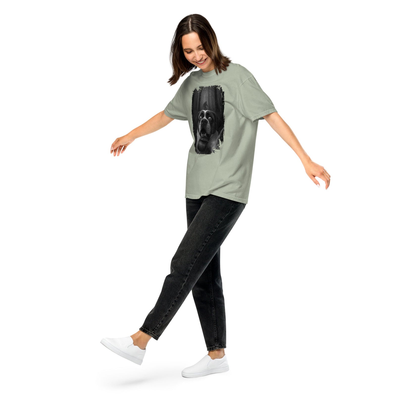 Scary Sasquatch St Bernard Selfie T-Shirt - Lucy + Norman