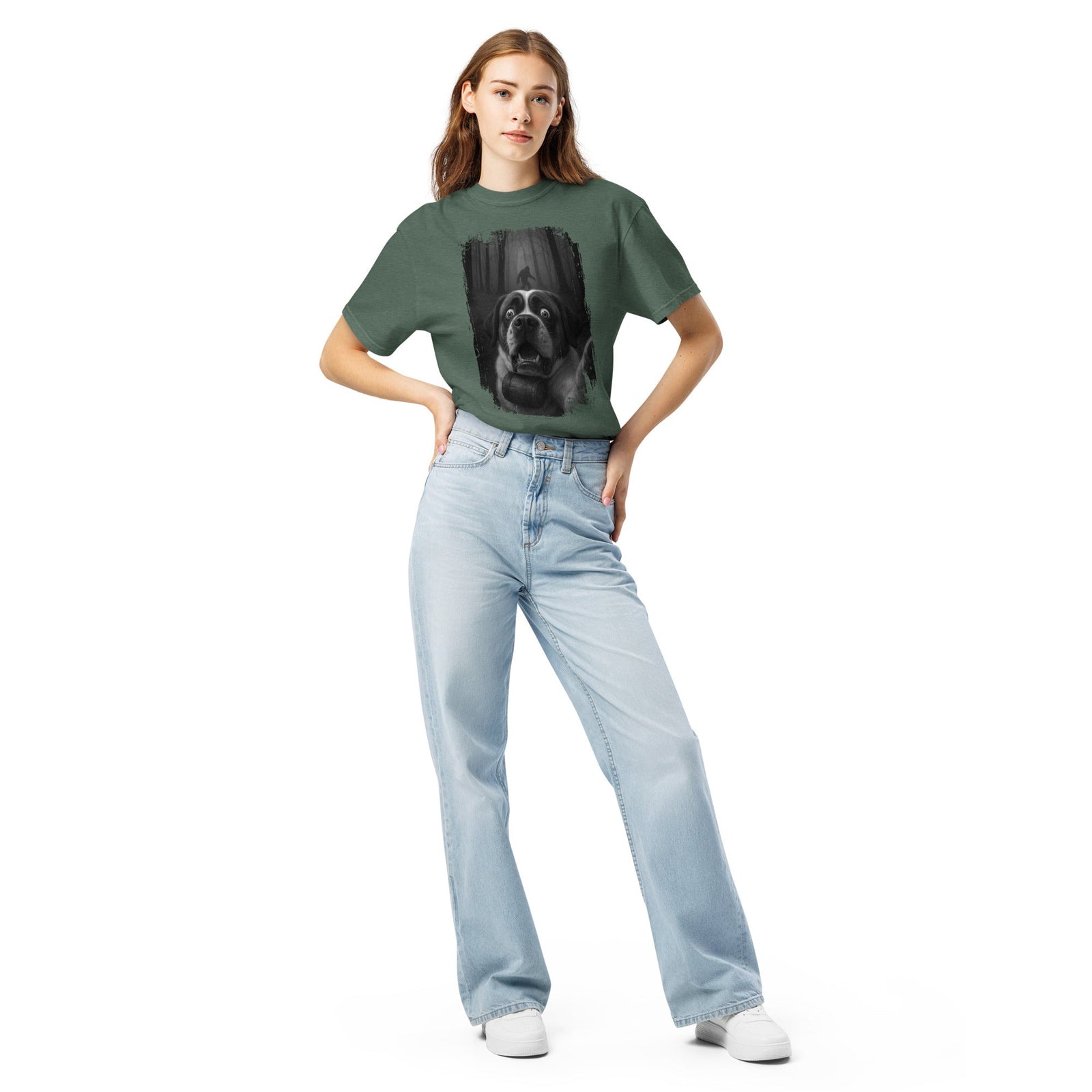 Scary Sasquatch St Bernard Selfie T-Shirt - Lucy + Norman