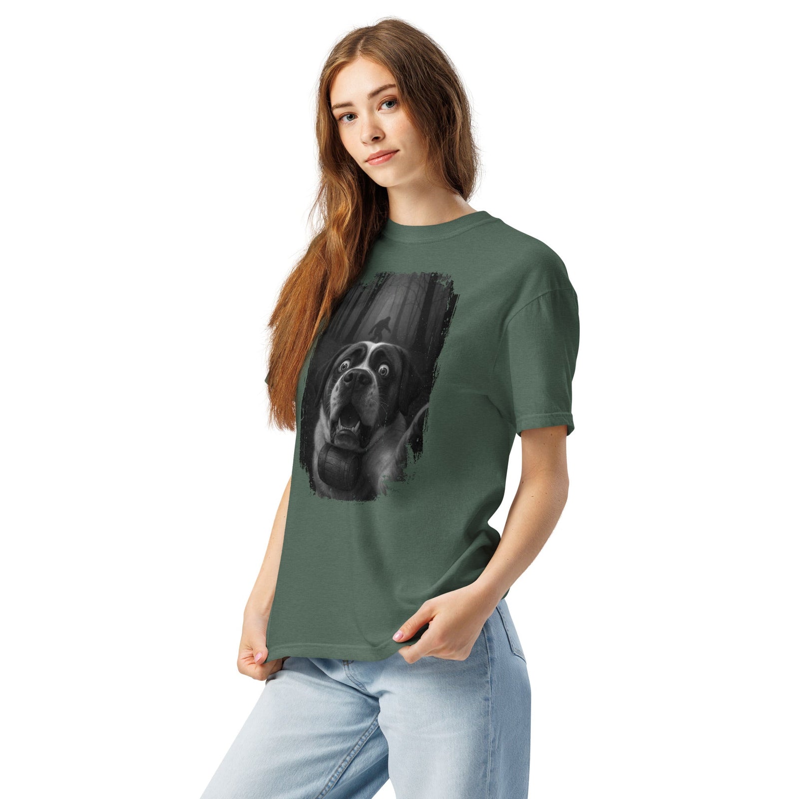 Scary Sasquatch St Bernard Selfie T-Shirt - Lucy + Norman