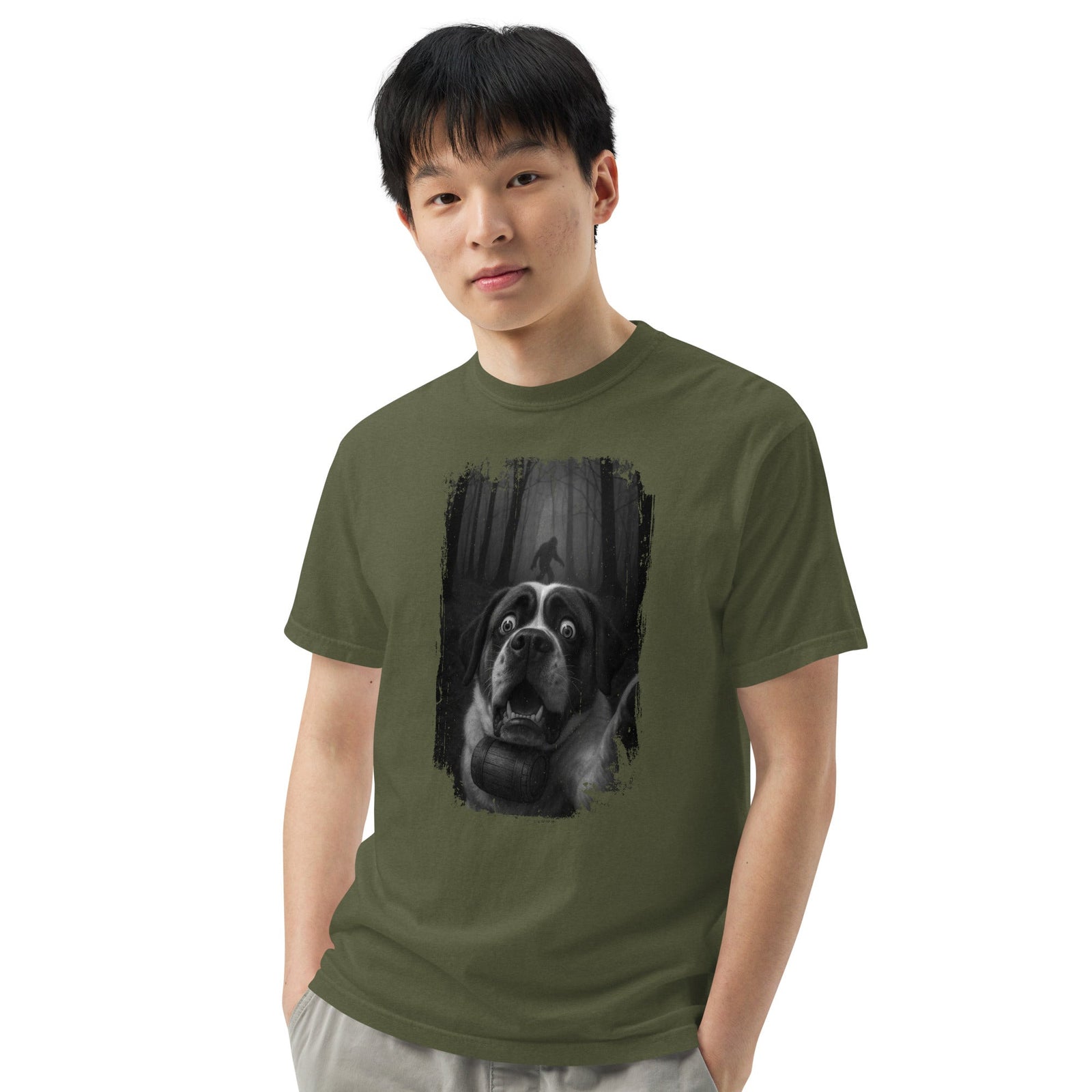 Scary Sasquatch St Bernard Selfie T-Shirt - Lucy + Norman